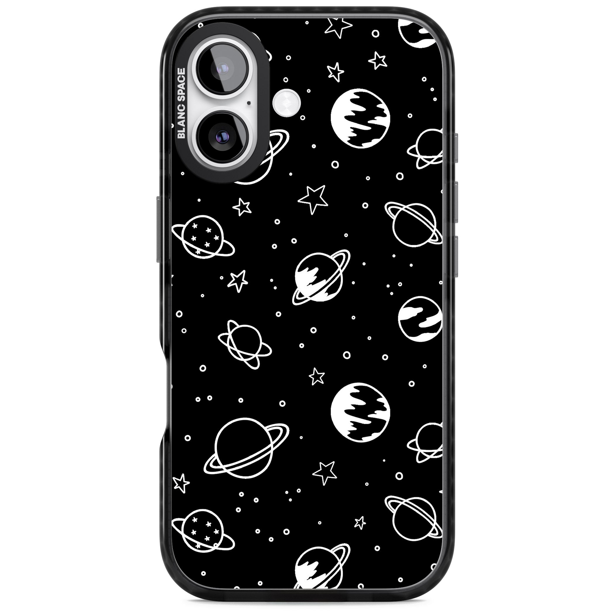 Cosmic Sketch White Black iPhone 17 Impact Pro Black Phone Case