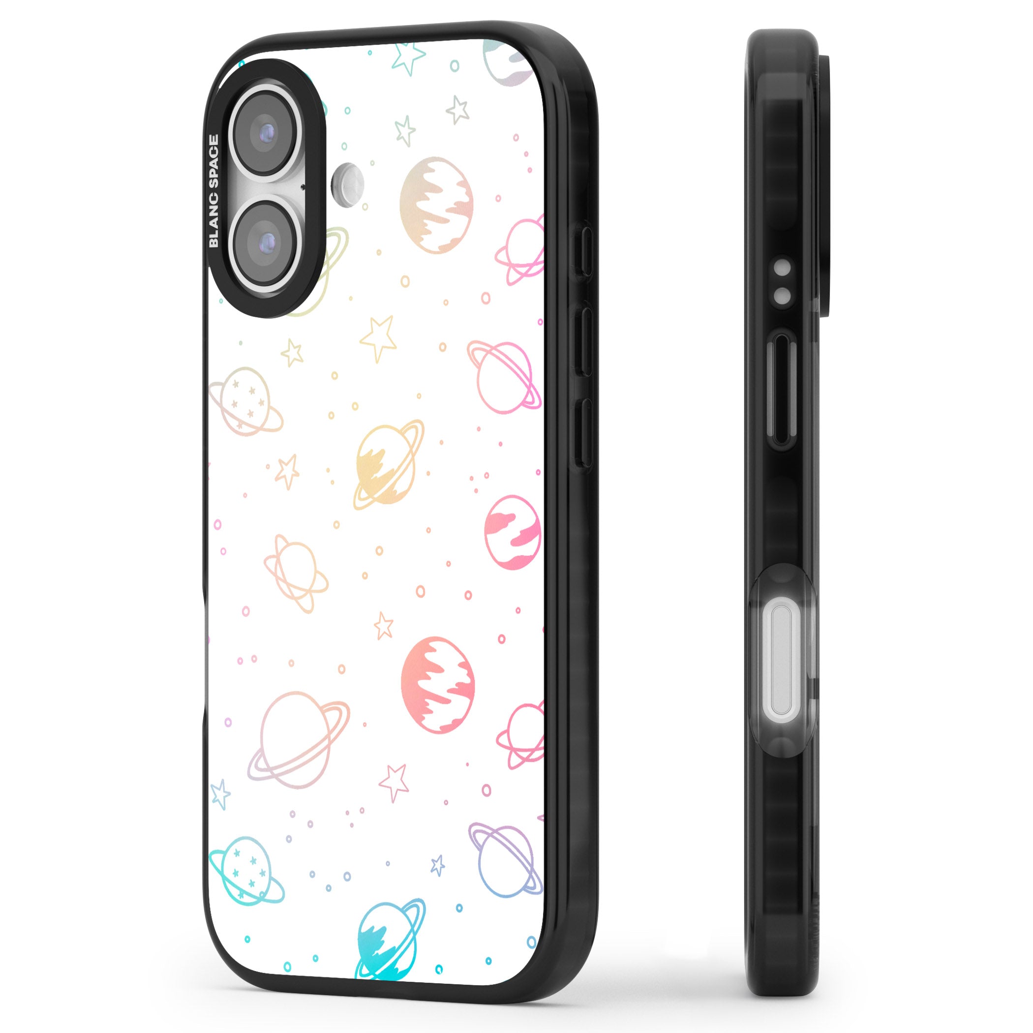 Pastel Cosmic Galaxy iPhone 17 Impact Pro Black Phone Case Side Profile