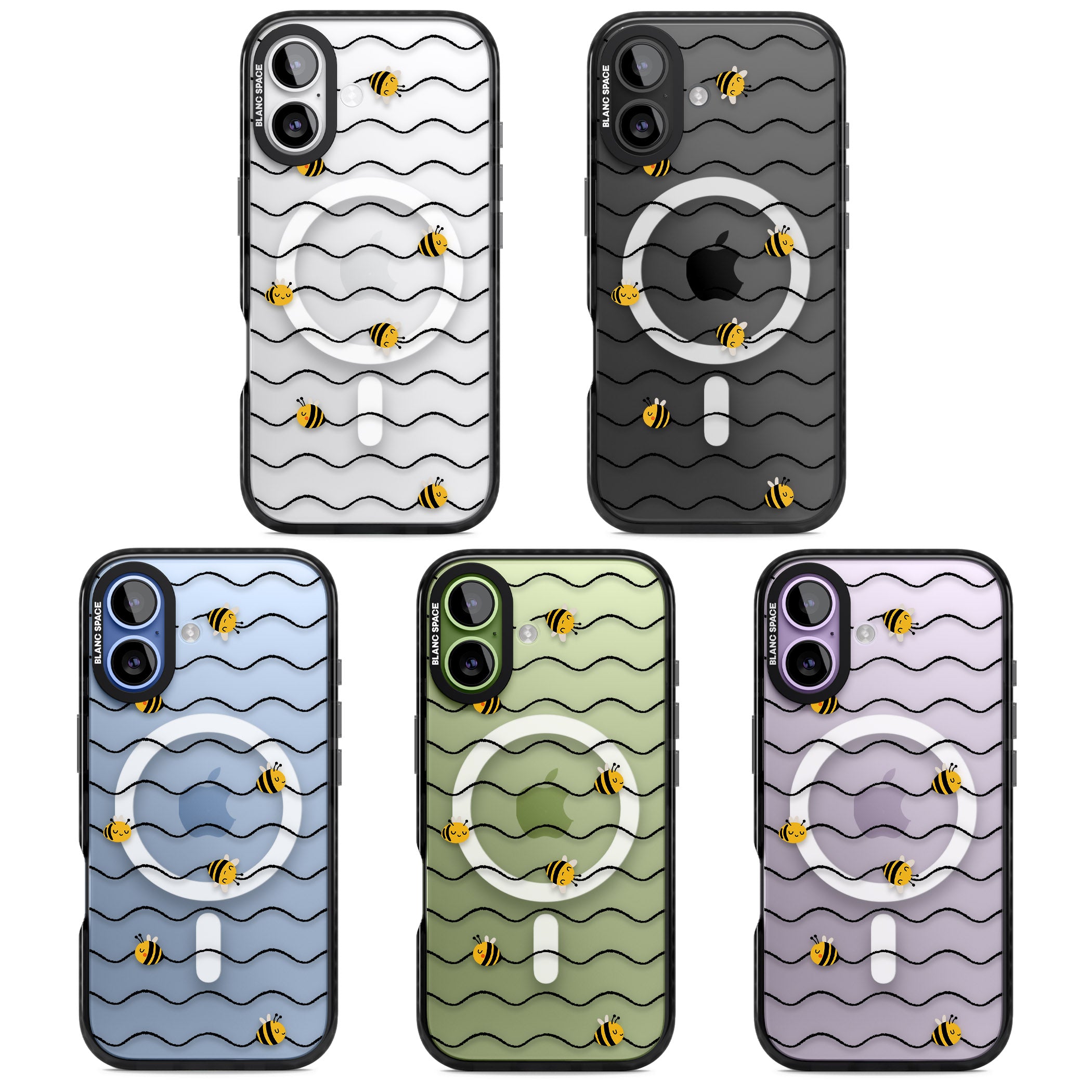 Bee Wave Pattern iPhone 17 Impact Pro Black Phone Case APT Impact Protection