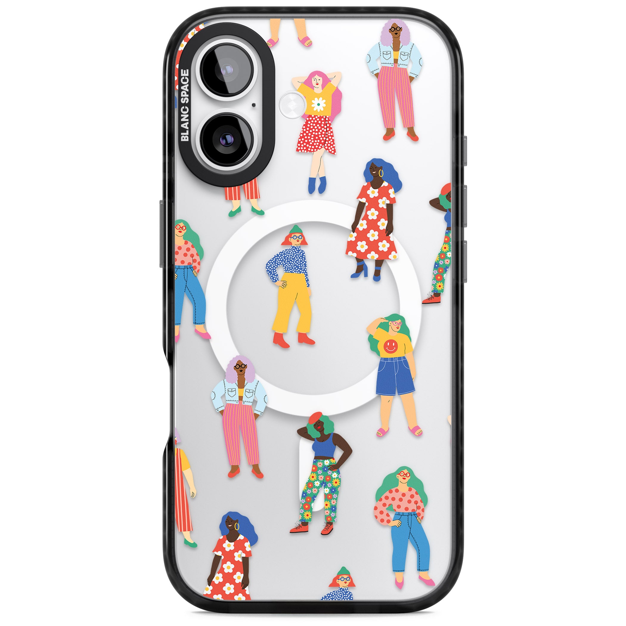 Girls Pattern iPhone 17 Impact Pro Black Phone Case