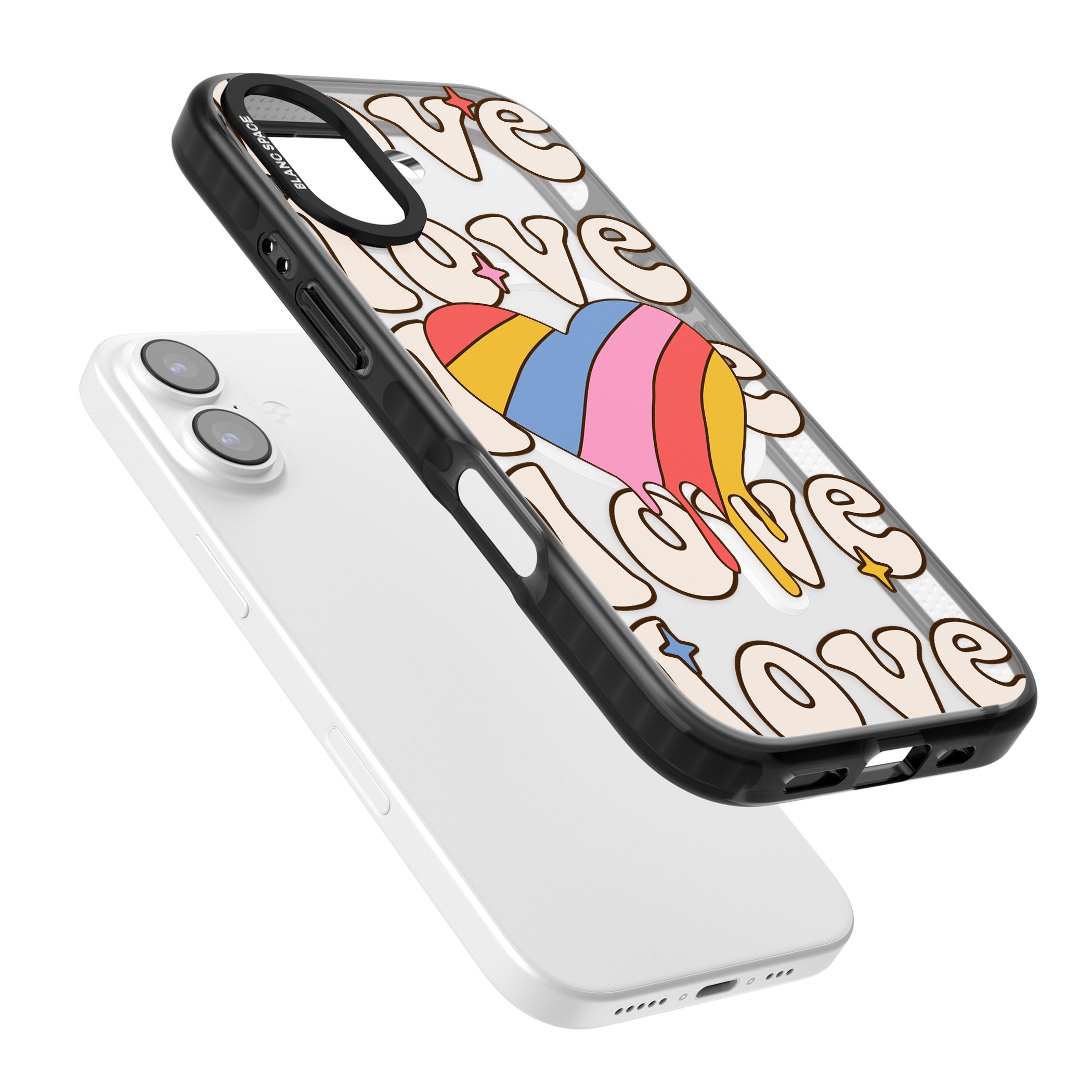 Groovy Love iPhone 17 Impact Pro Black Phone Case Colours