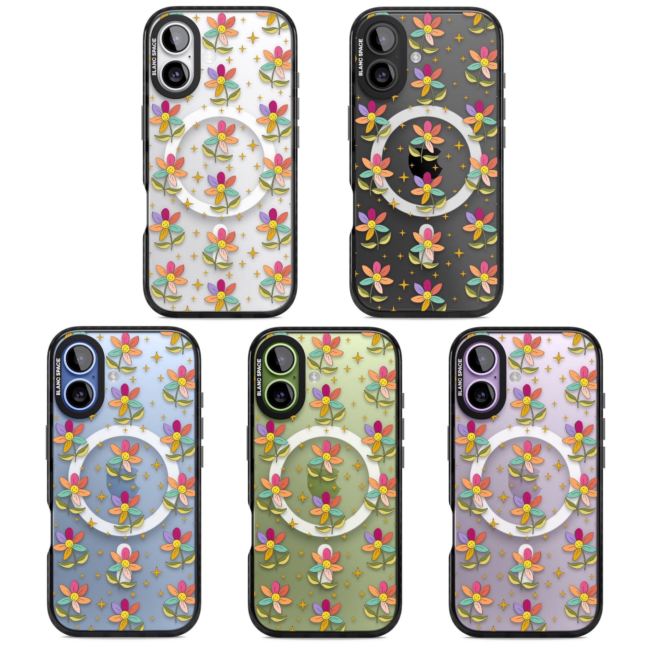 Boho Celestial Happy Flower iPhone 17 Impact Pro Black Phone Case APT Impact Protection