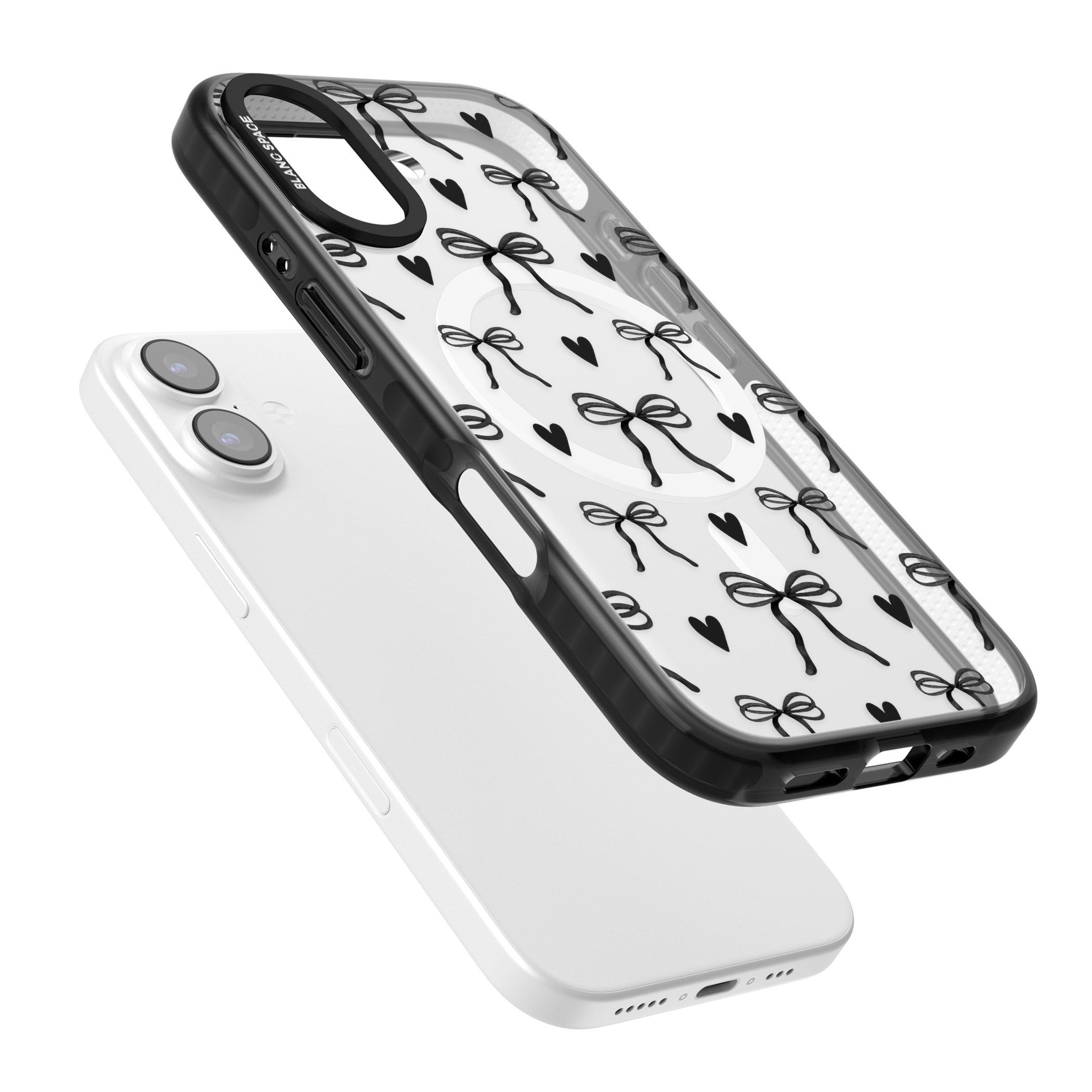 Black Bows & Hearts iPhone 17 Impact Pro Black Phone Case Colours