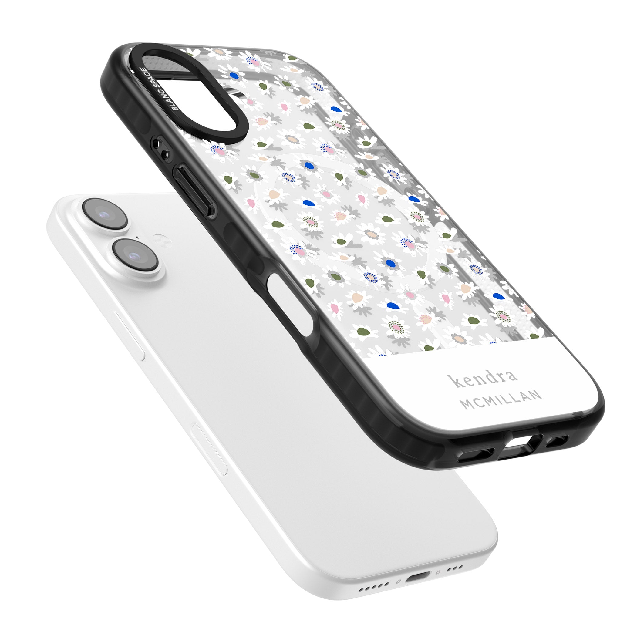 Personalised Grey & White Daisies iPhone 17 Impact Pro Black Phone Case Colours