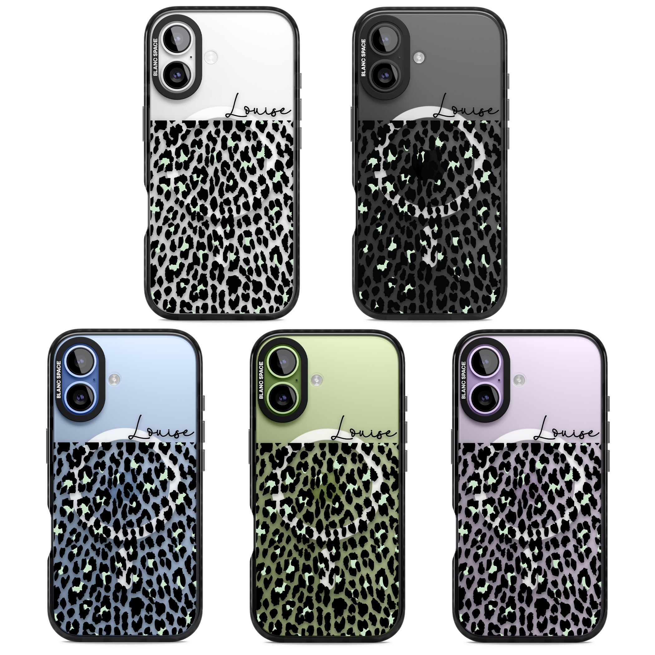 Personalised Seafoam Leopard iPhone 17 Impact Pro Black Phone Case APT Impact Protection