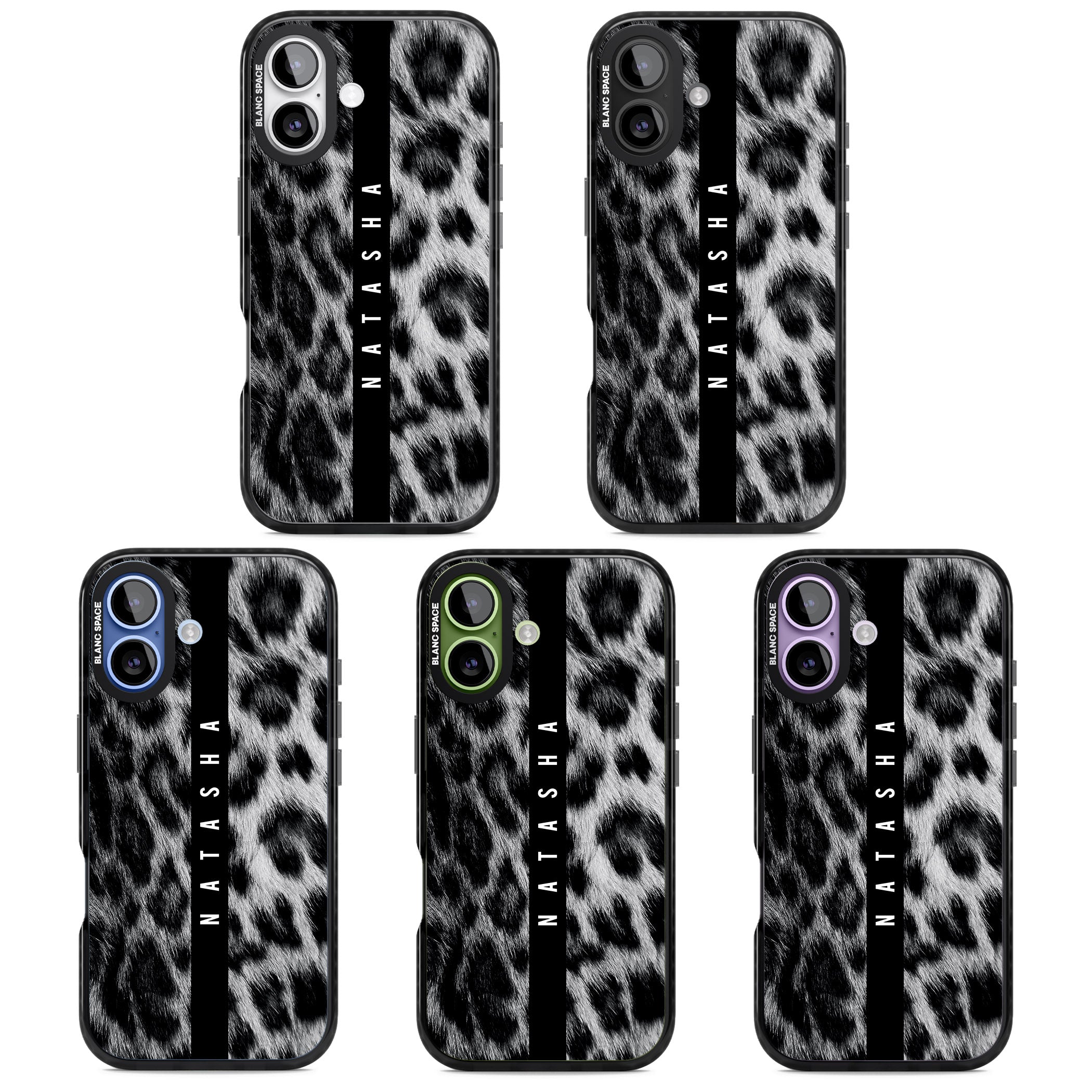 Personalised Snow Leopard Print iPhone 17 Impact Pro Black Phone Case APT Impact Protection