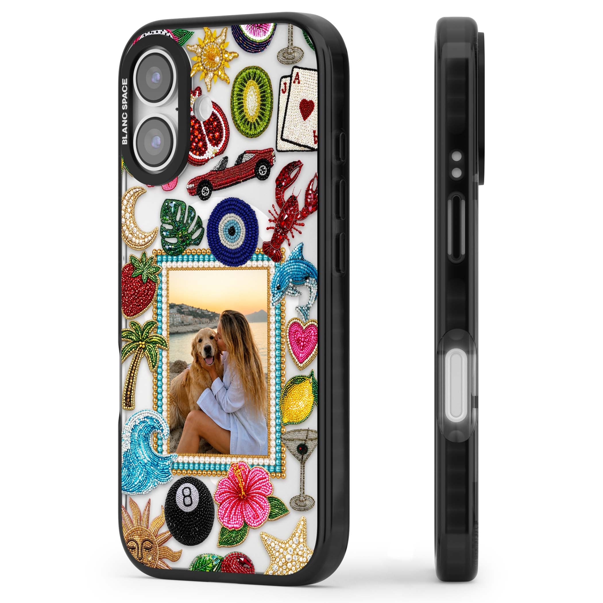Beaded Photo coastal iPhone case | Black Impact Magsafe case for iPhone 17