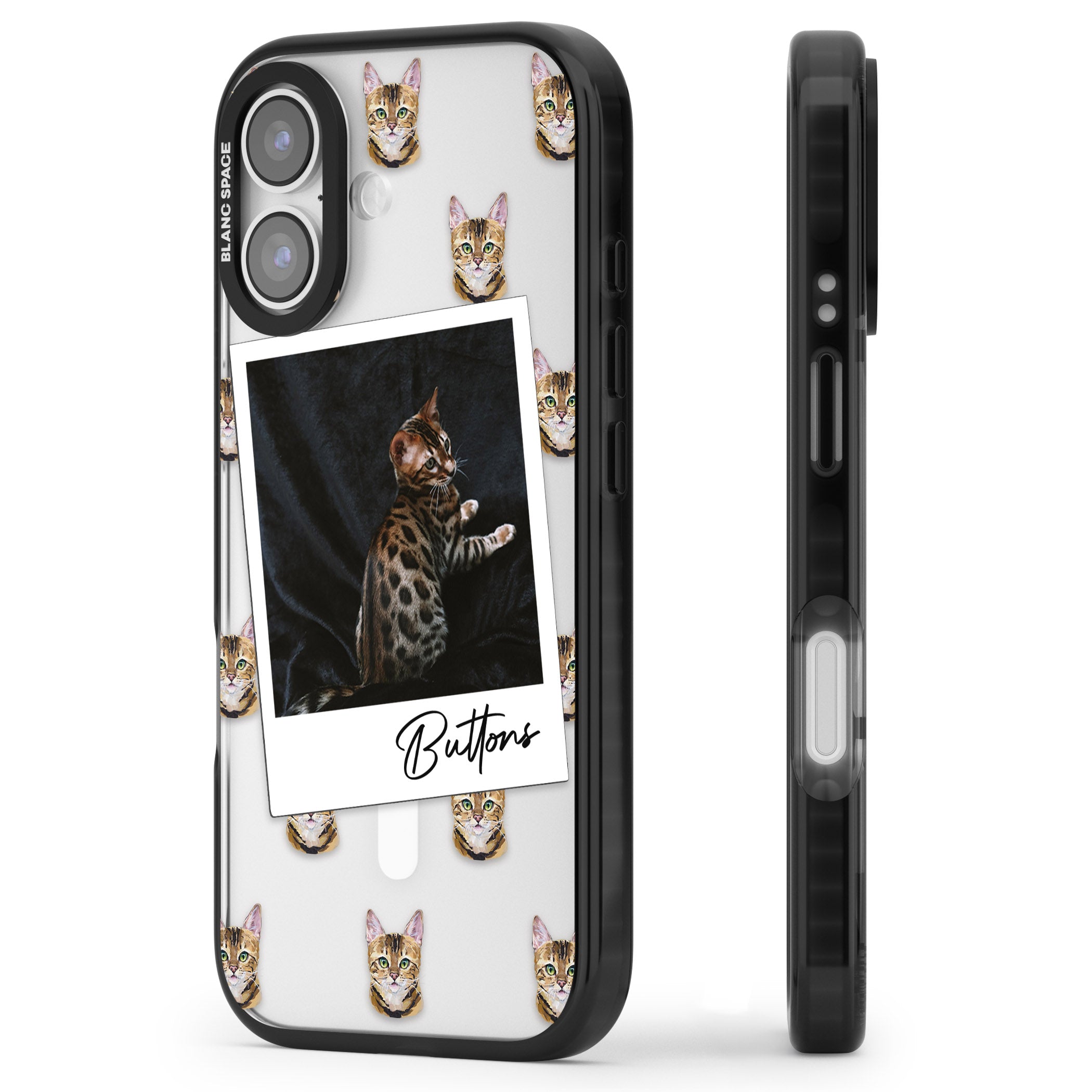 Personalised Bengal Cat Photo iPhone 17 Impact Pro Black Phone Case Side Profile