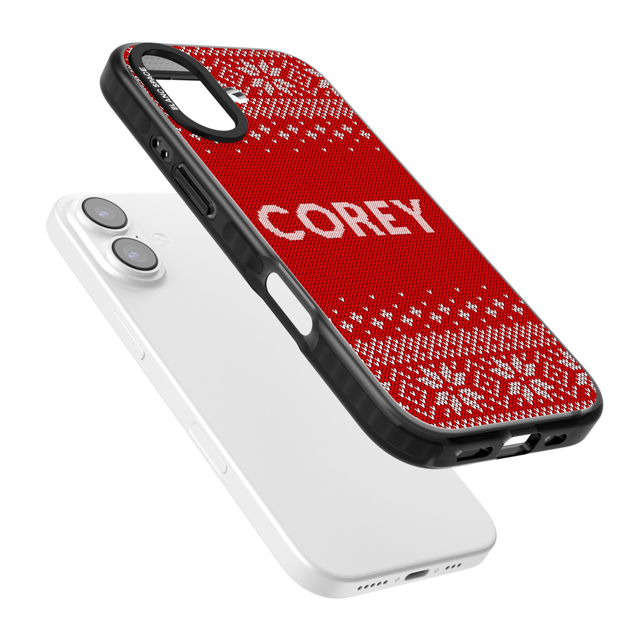 Personalised Red Christmas Knit iPhone 17 Impact Pro Black Phone Case Colours