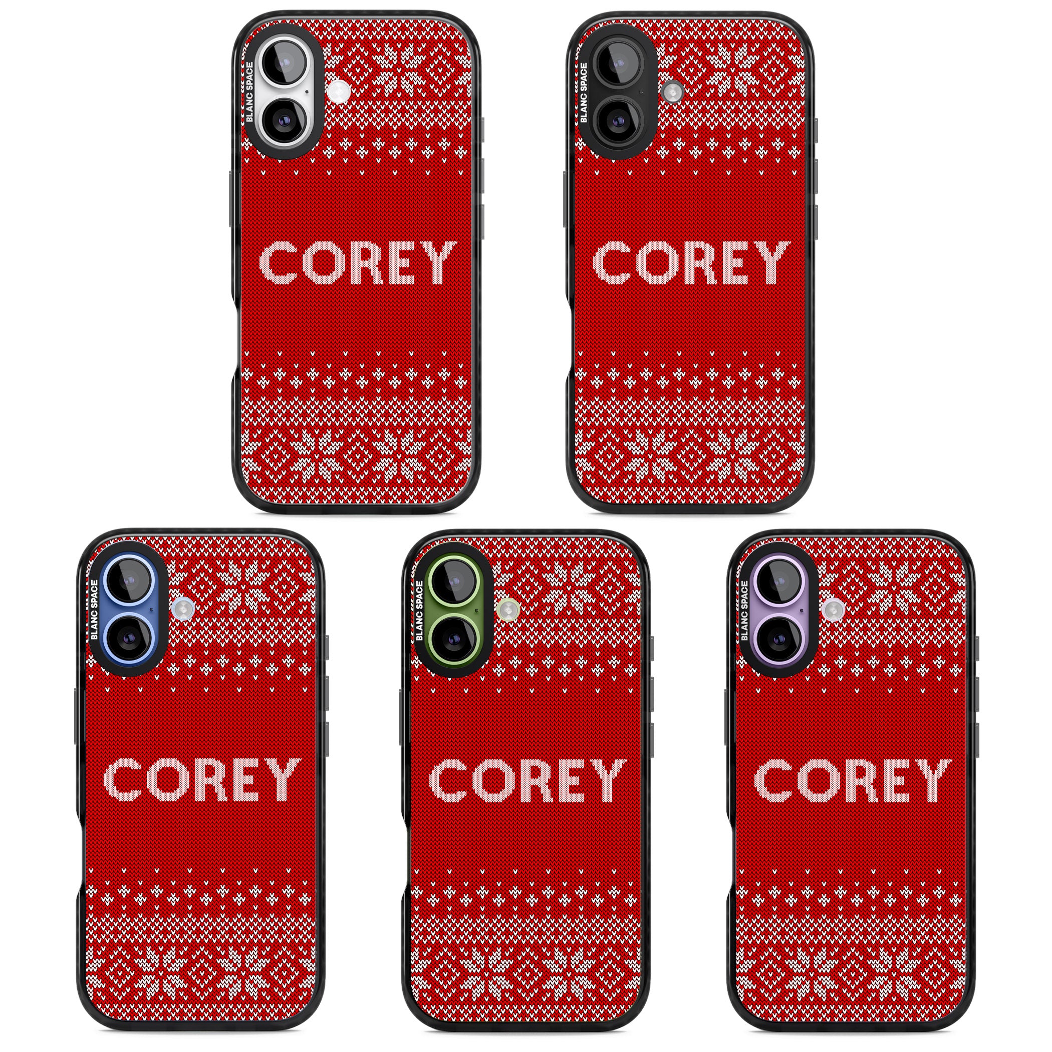 Personalised Red Christmas Knit iPhone 17 Impact Pro Black Phone Case APT Impact Protection