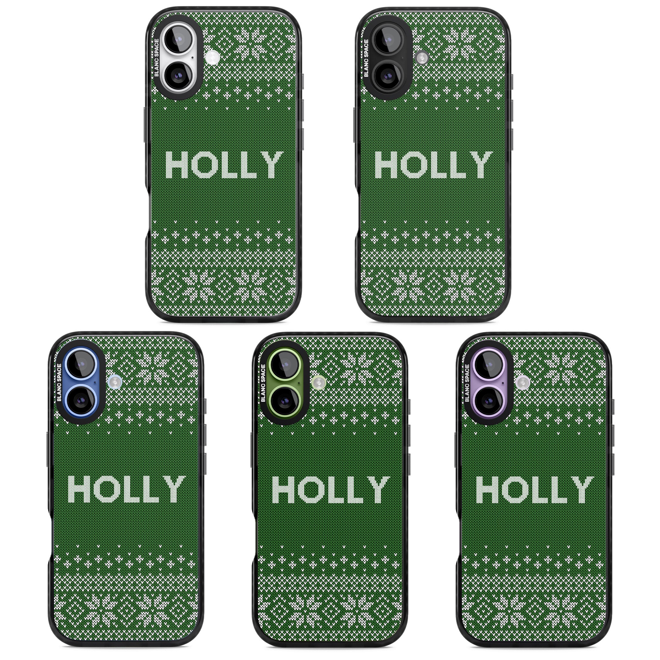 Personalised Green Christmas Knit iPhone 17 Impact Pro Black Phone Case APT Impact Protection