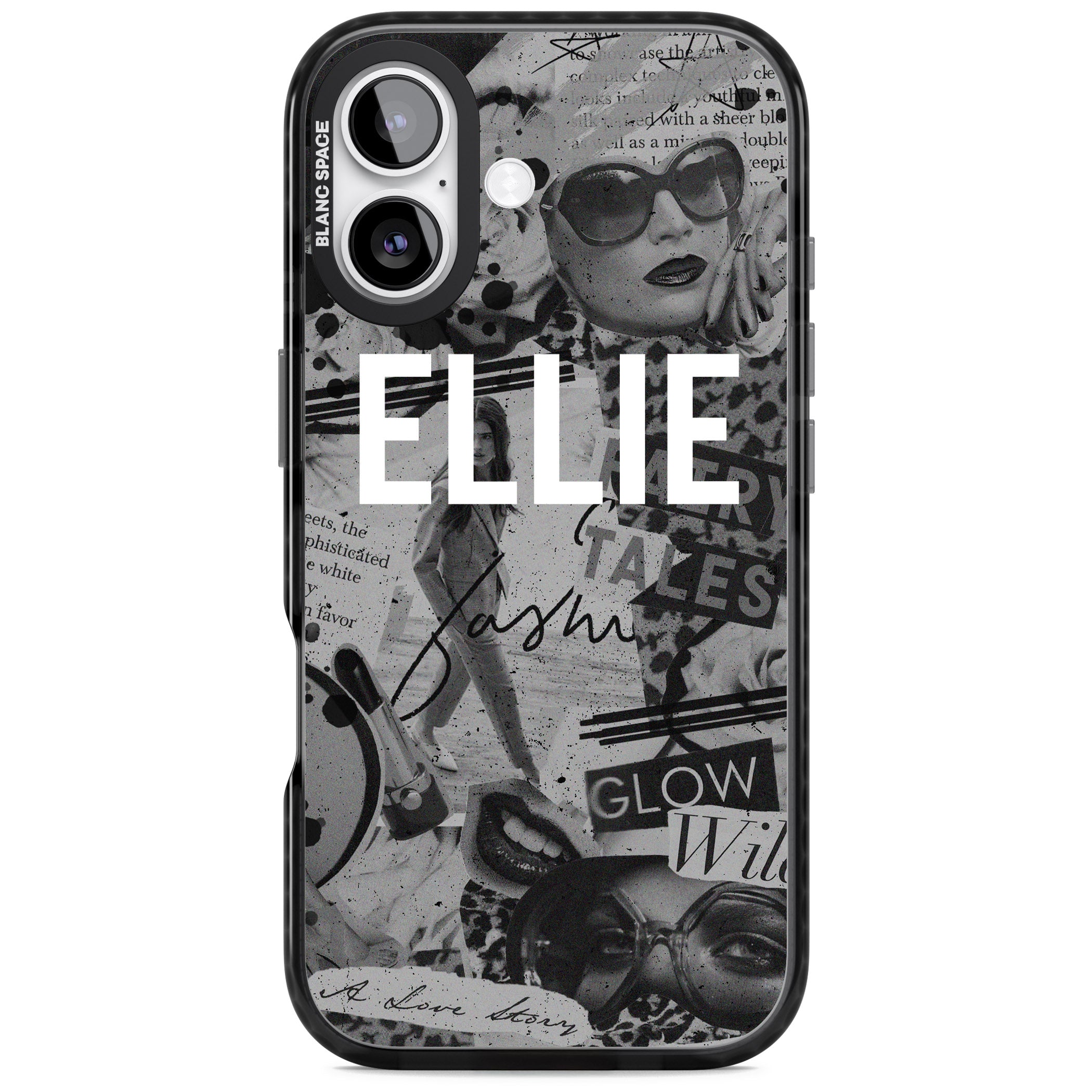 Personalised Grey Scale Vintage Collage iPhone 17 Impact Pro Black Phone Case