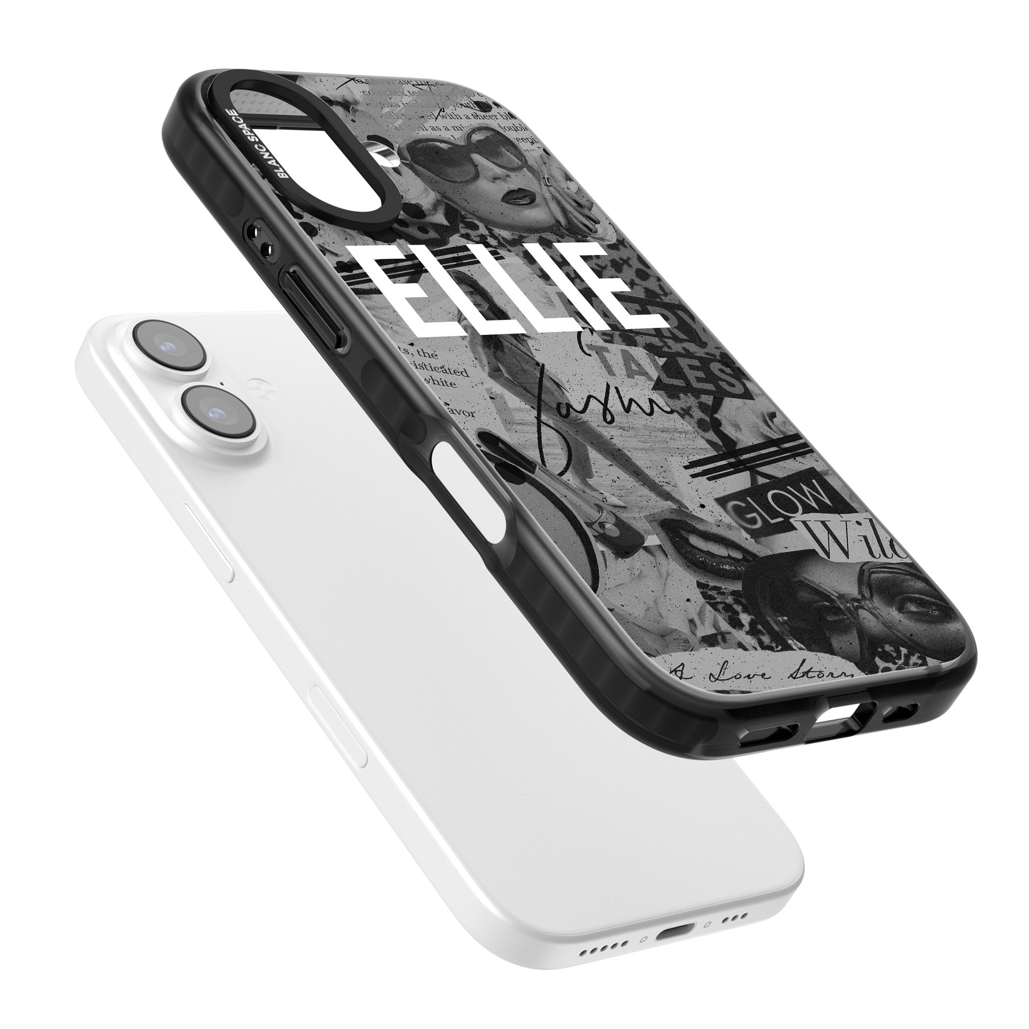 Personalised Grey Scale Vintage Collage iPhone 17 Impact Pro Black Phone Case Colours