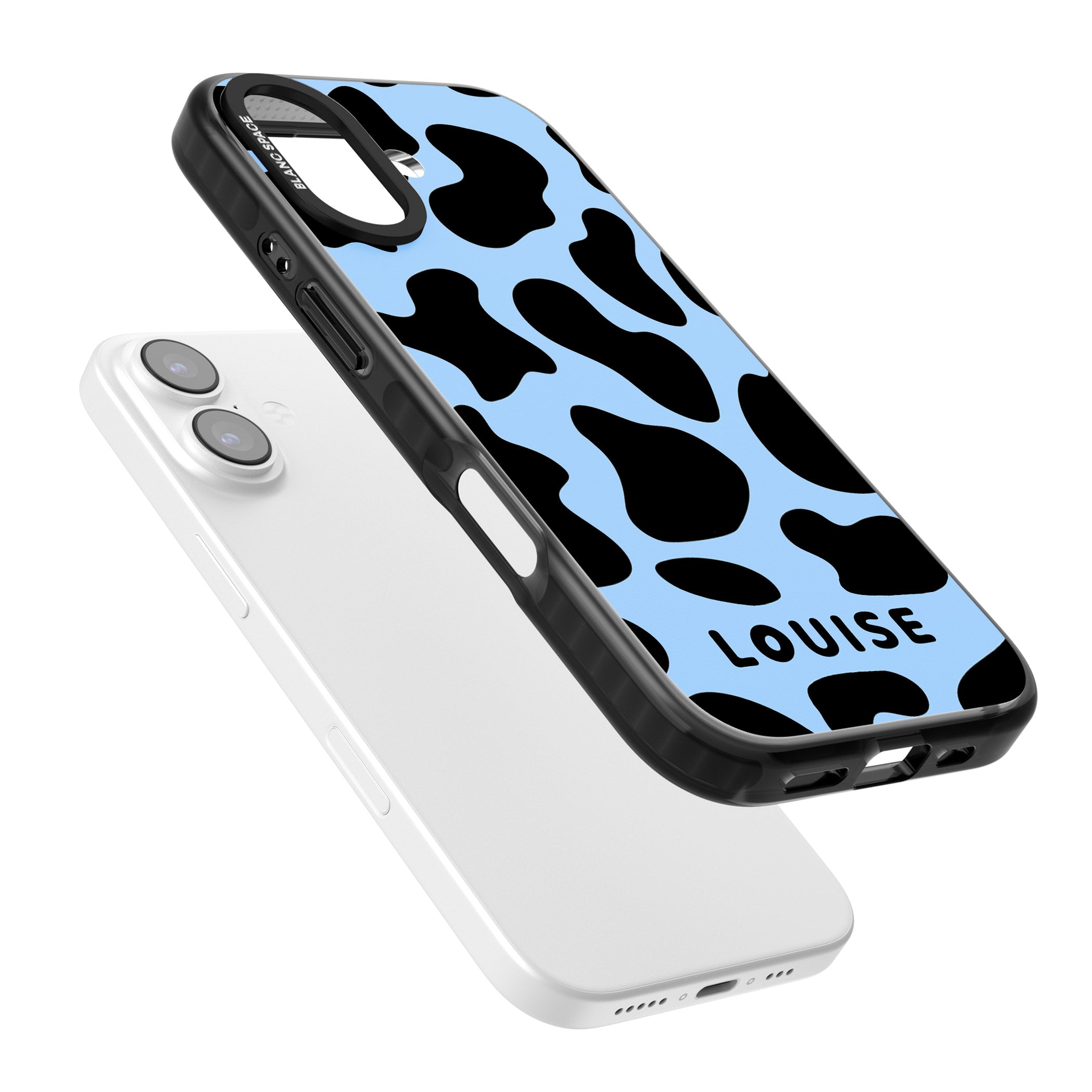 Personalised Blue And Black Cow Print iPhone 17 Impact Pro Black Phone Case Colours