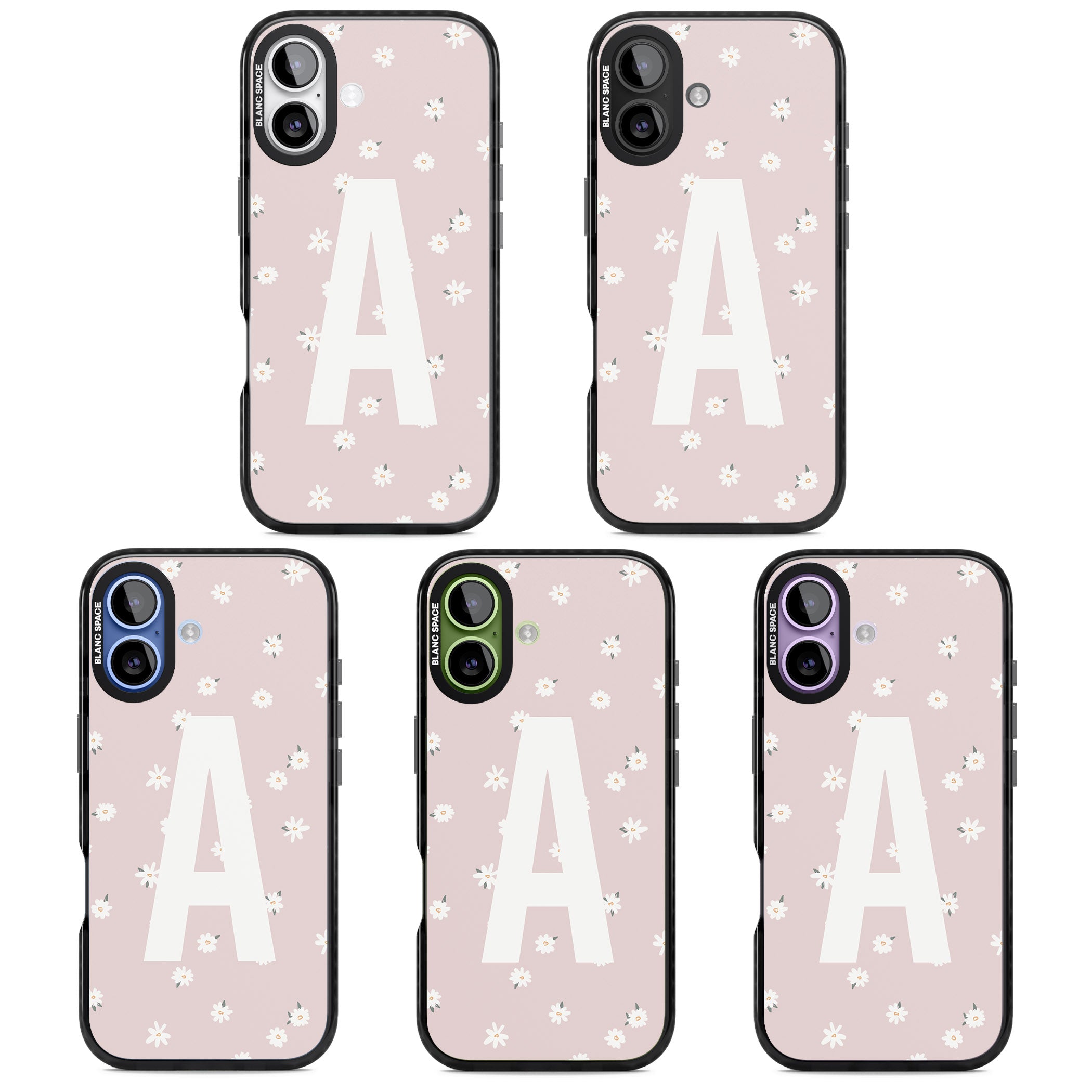 Personalised Pink Daisy Initial iPhone 17 Impact Pro Black Phone Case APT Impact Protection