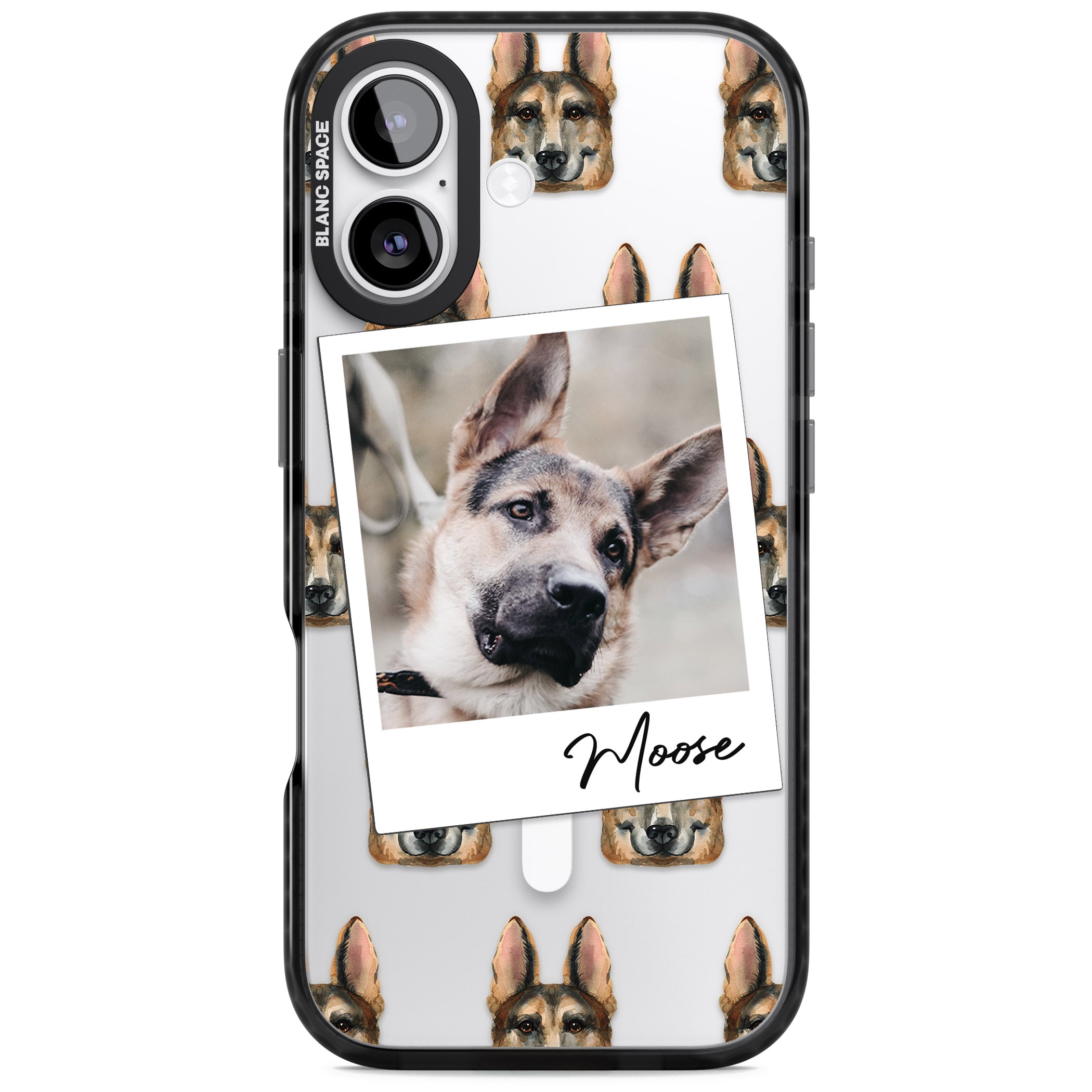 Personalised German Shepherd Instant Camera Photo iPhone 17 Impact Pro Black Phone Case
