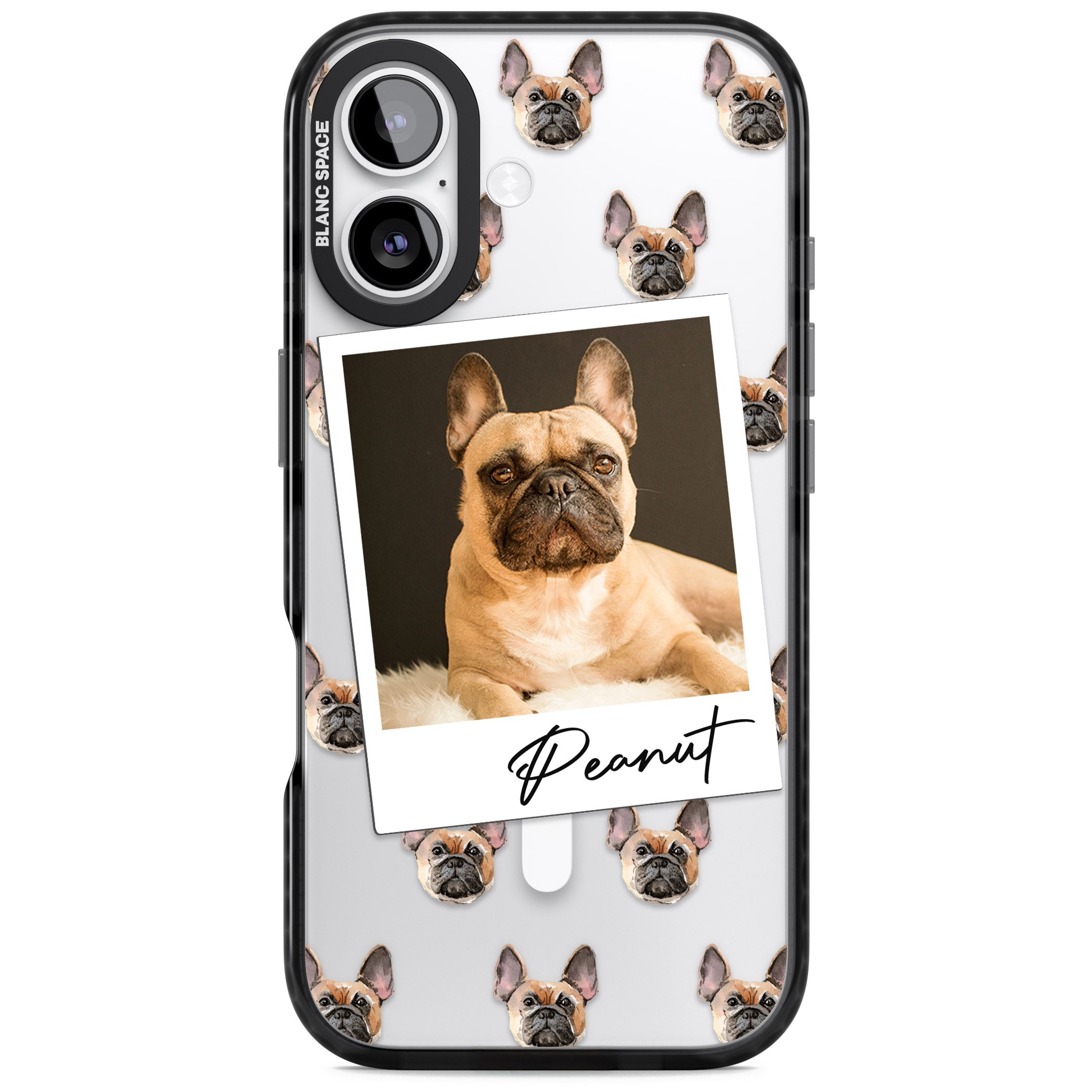 Personalised Tan French Bulldog Instant Camera Photo iPhone 17 Impact Pro Black Phone Case