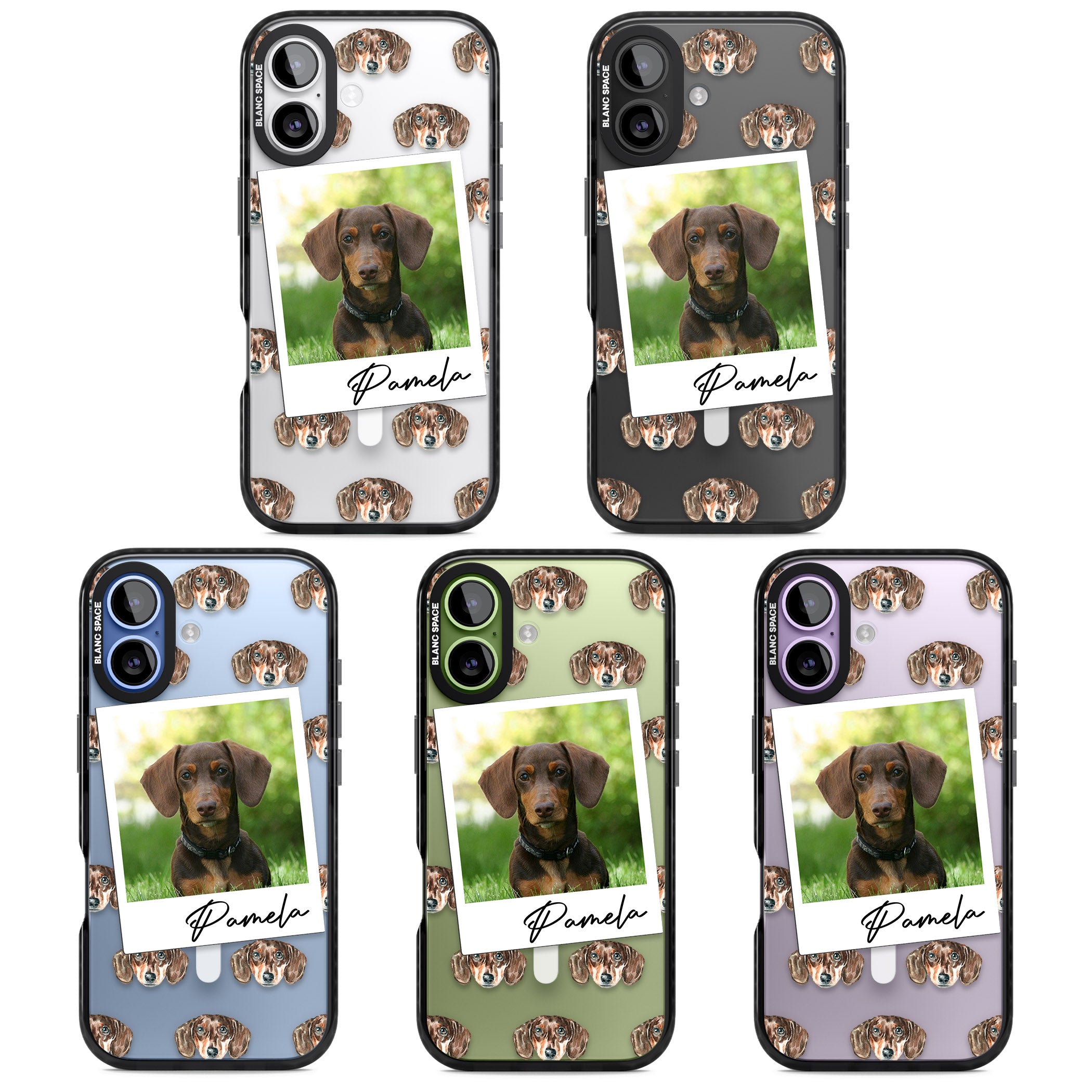 Personalised Brown Dachshund Instant Camera Photo iPhone 17 Impact Pro Black Phone Case APT Impact Protection