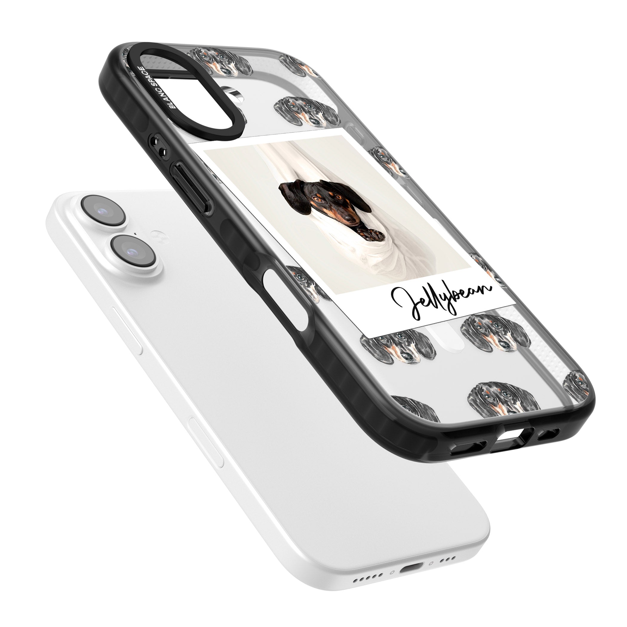 Personalised Black Dachshund Instant Camera Photo iPhone 17 Impact Pro Black Phone Case Colours