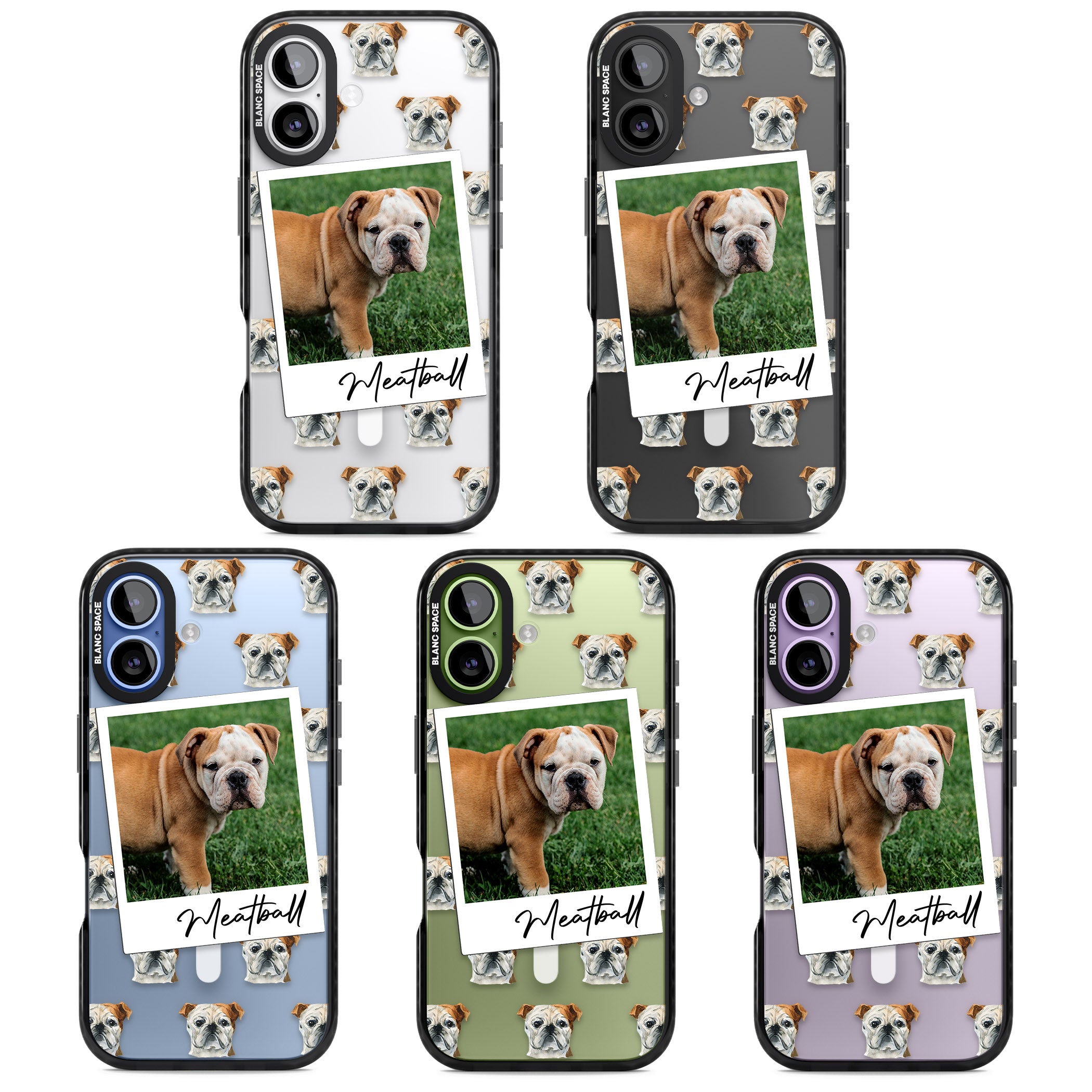 Personalised English Bulldog Instant Camera Photo iPhone 17 Impact Pro Black Phone Case APT Impact Protection