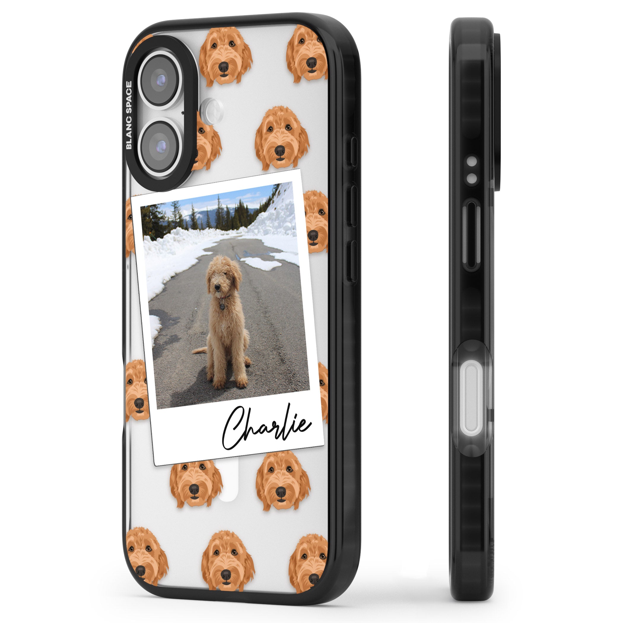 Personalised Golden Doodle Dog Photo iPhone 17 Impact Pro Black Phone Case Side Profile