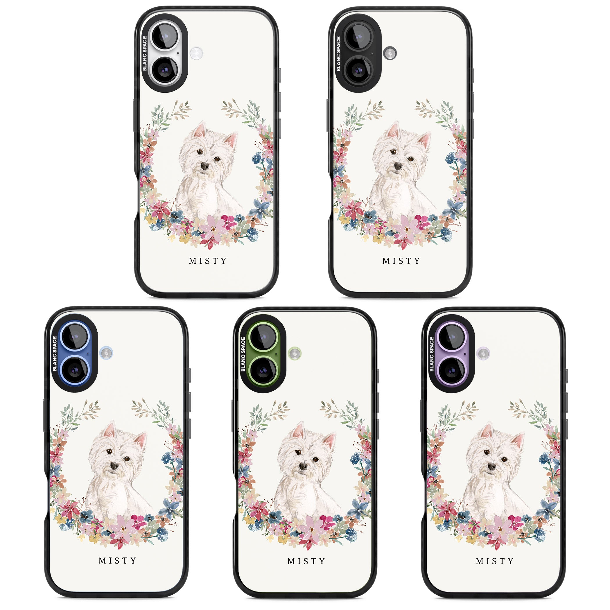 Personalised Westie Floral Portrait iPhone 17 Impact Pro Black Phone Case APT Impact Protection