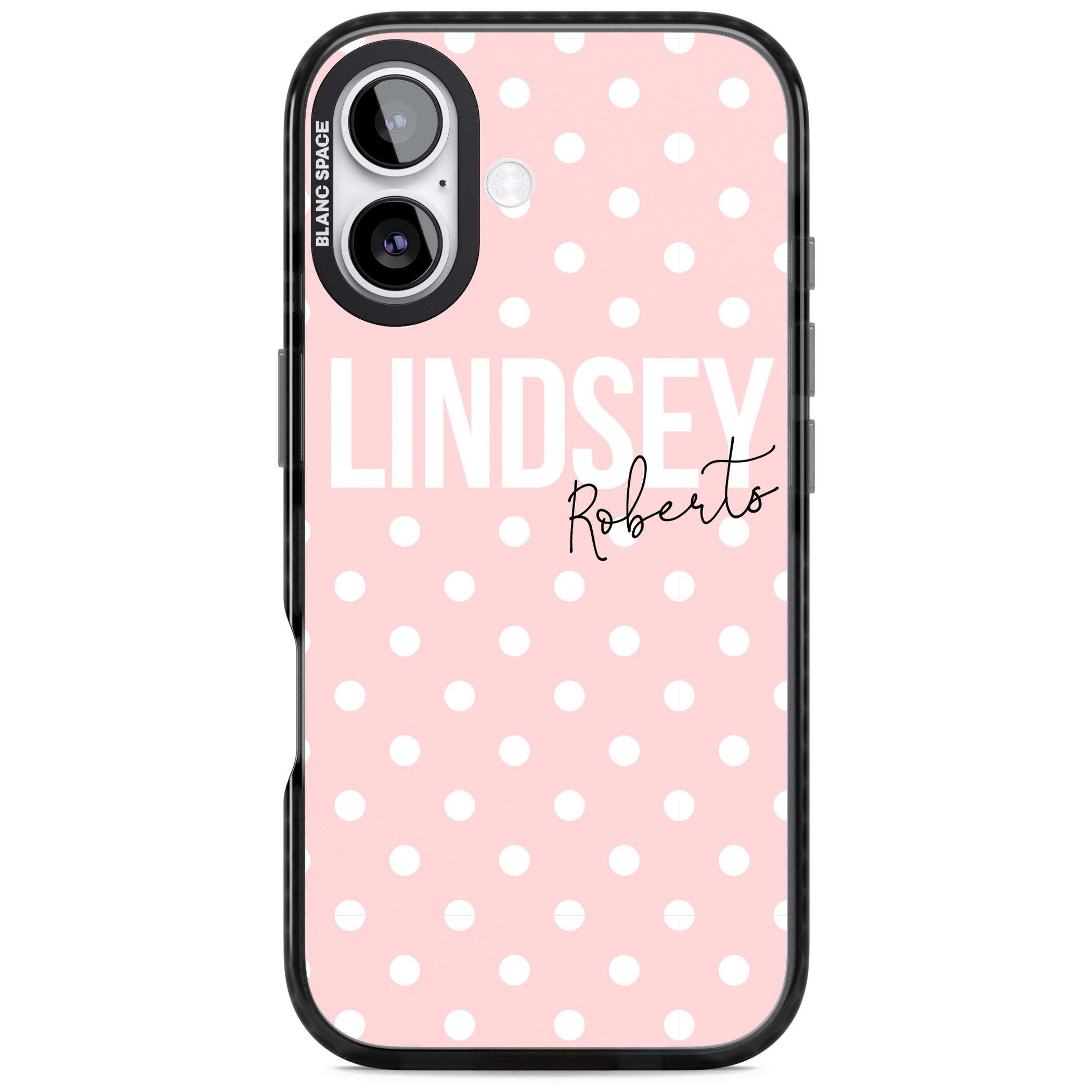 Personalised Pink Polka iPhone 17 Impact Pro Black Phone Case