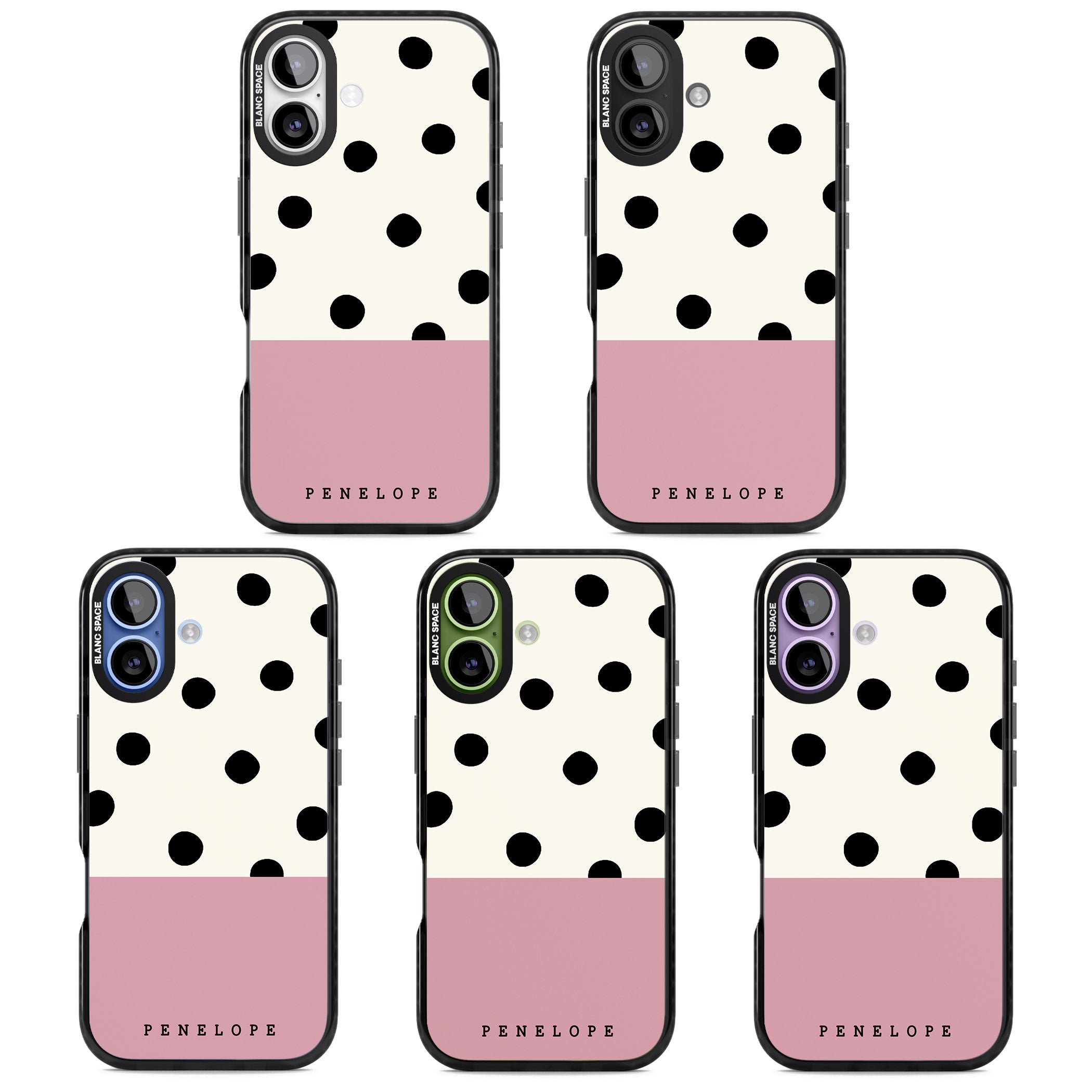 Personalised Pink Border Polka Dot iPhone 17 Impact Pro Black Phone Case APT Impact Protection