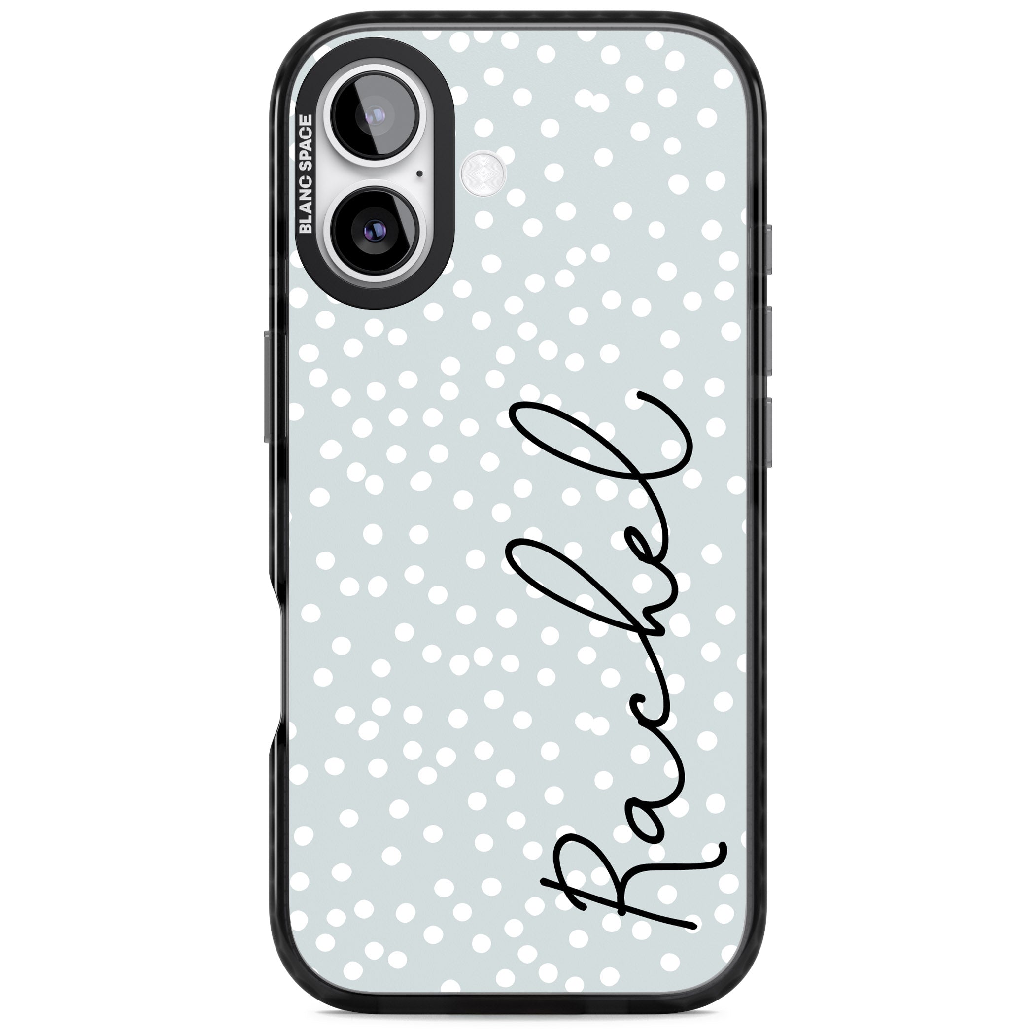 Personalised Vertical Cursive & Dots iPhone 17 Impact Pro Black Phone Case