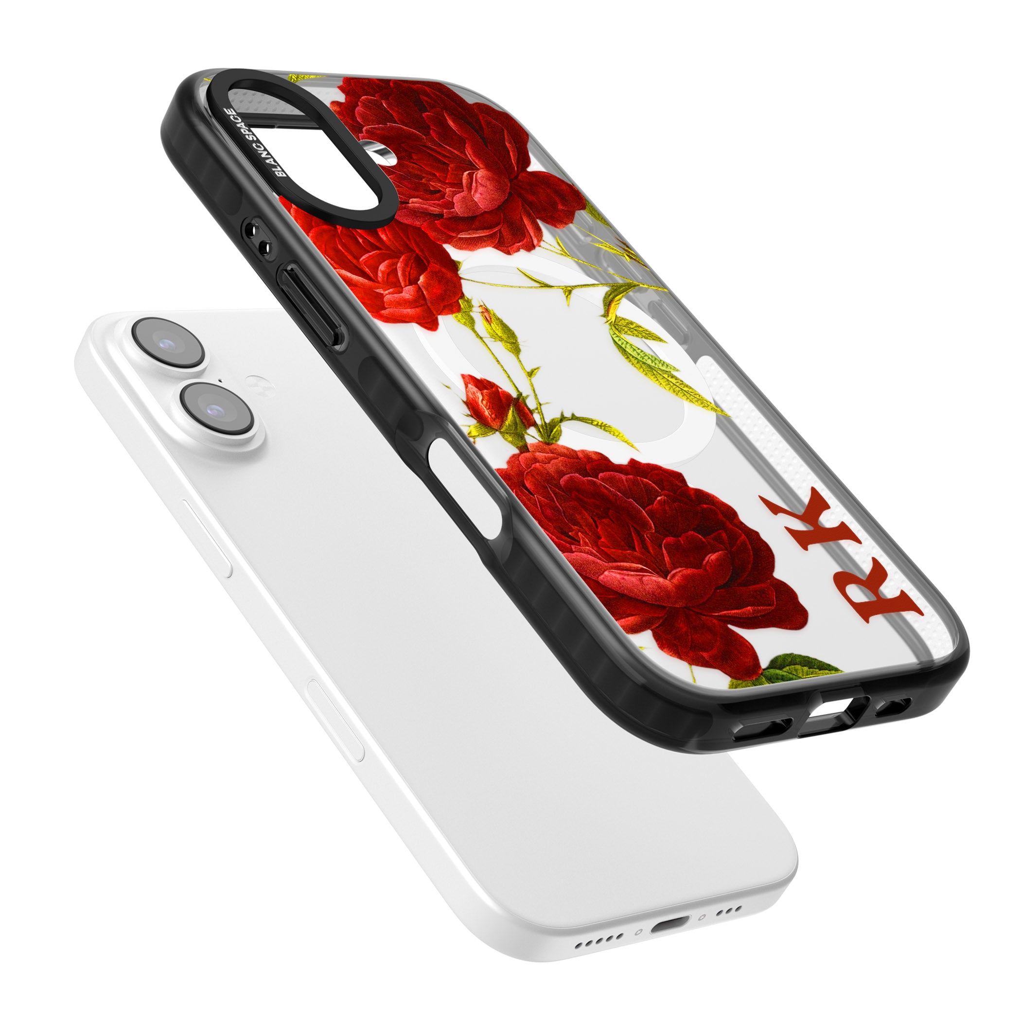 Personalised Vintage Floral Red Roses iPhone 17 Impact Pro Black Phone Case Colours
