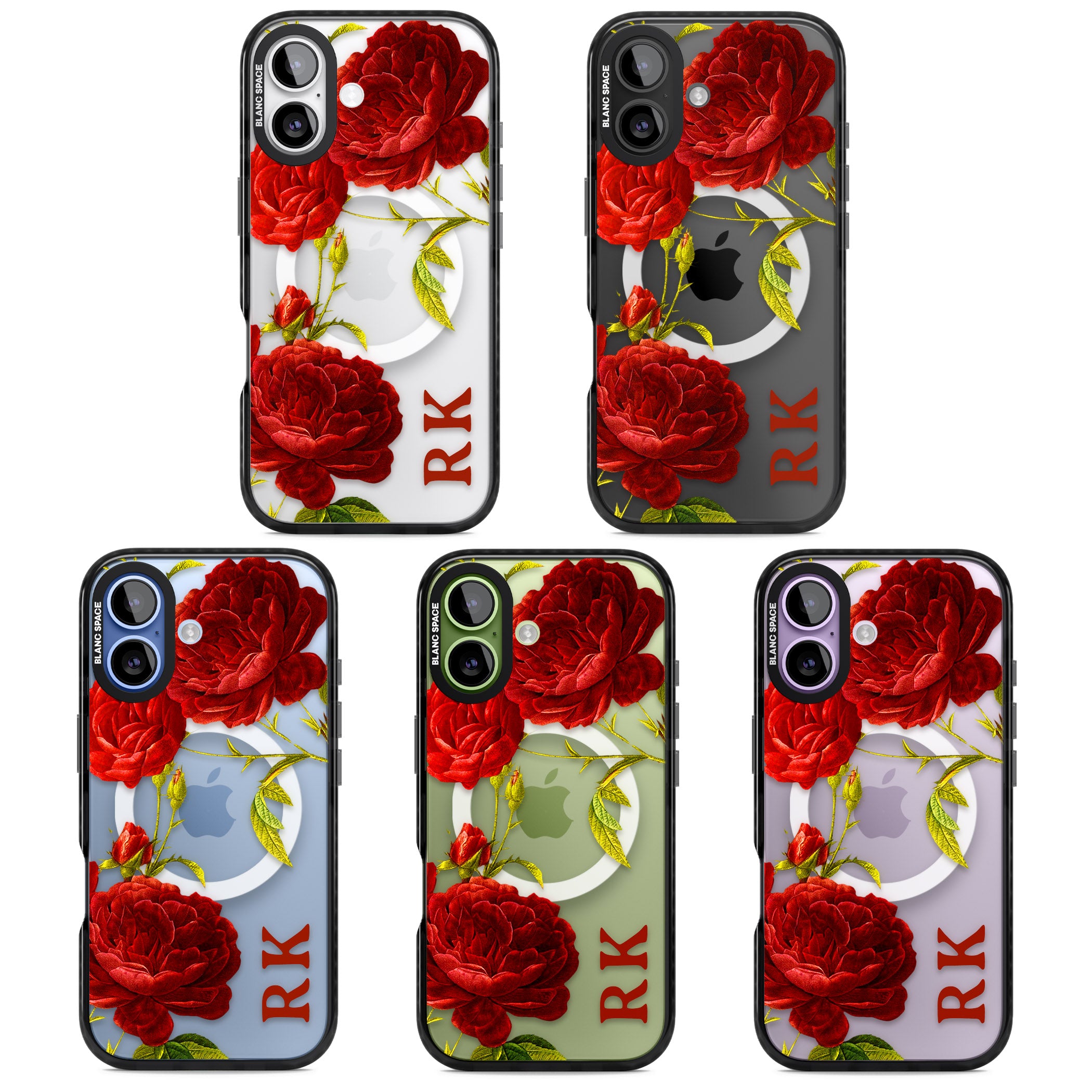Personalised Vintage Floral Red Roses iPhone 17 Impact Pro Black Phone Case APT Impact Protection