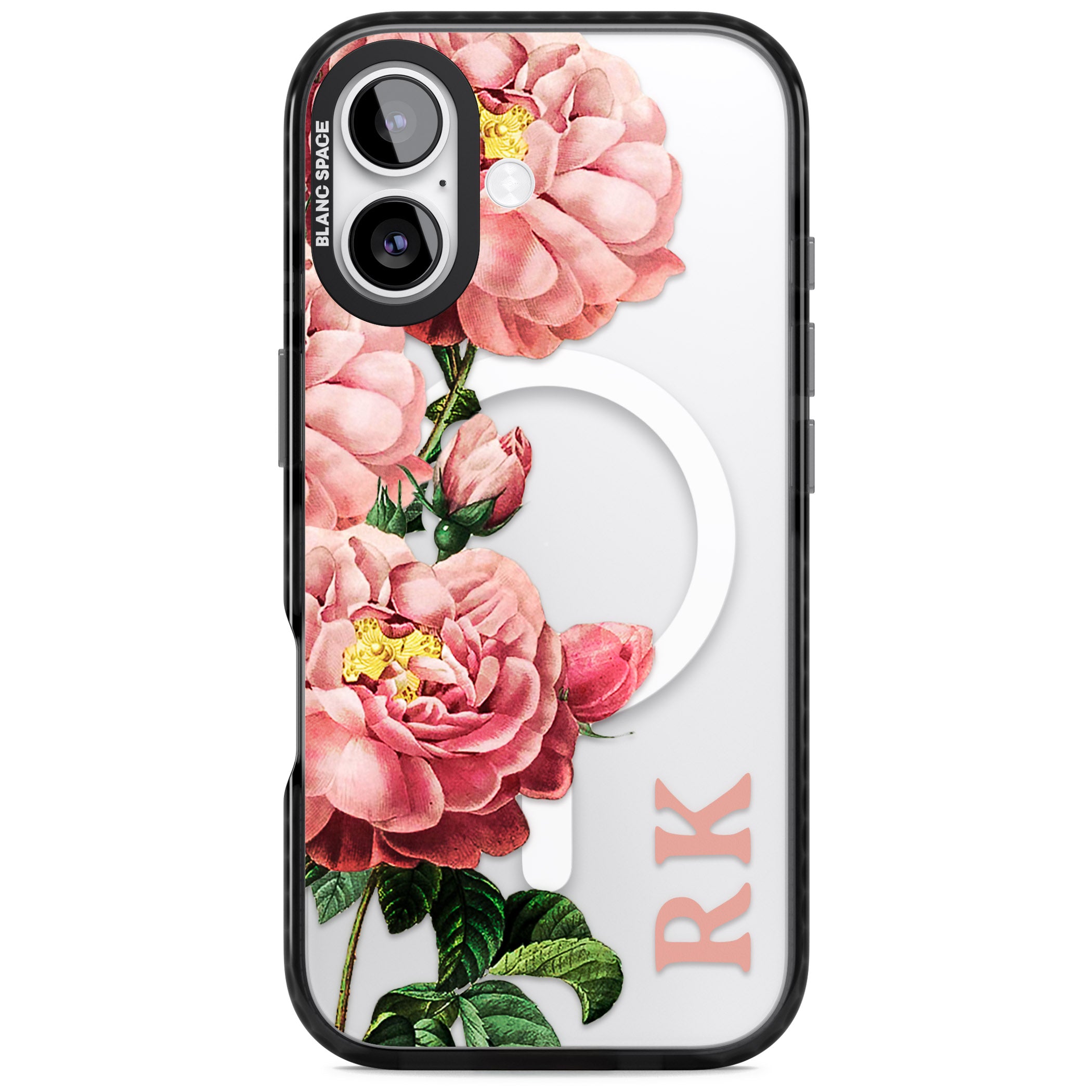 Personalised Vintage Floral Peonies iPhone 17 Impact Pro Black Phone Case