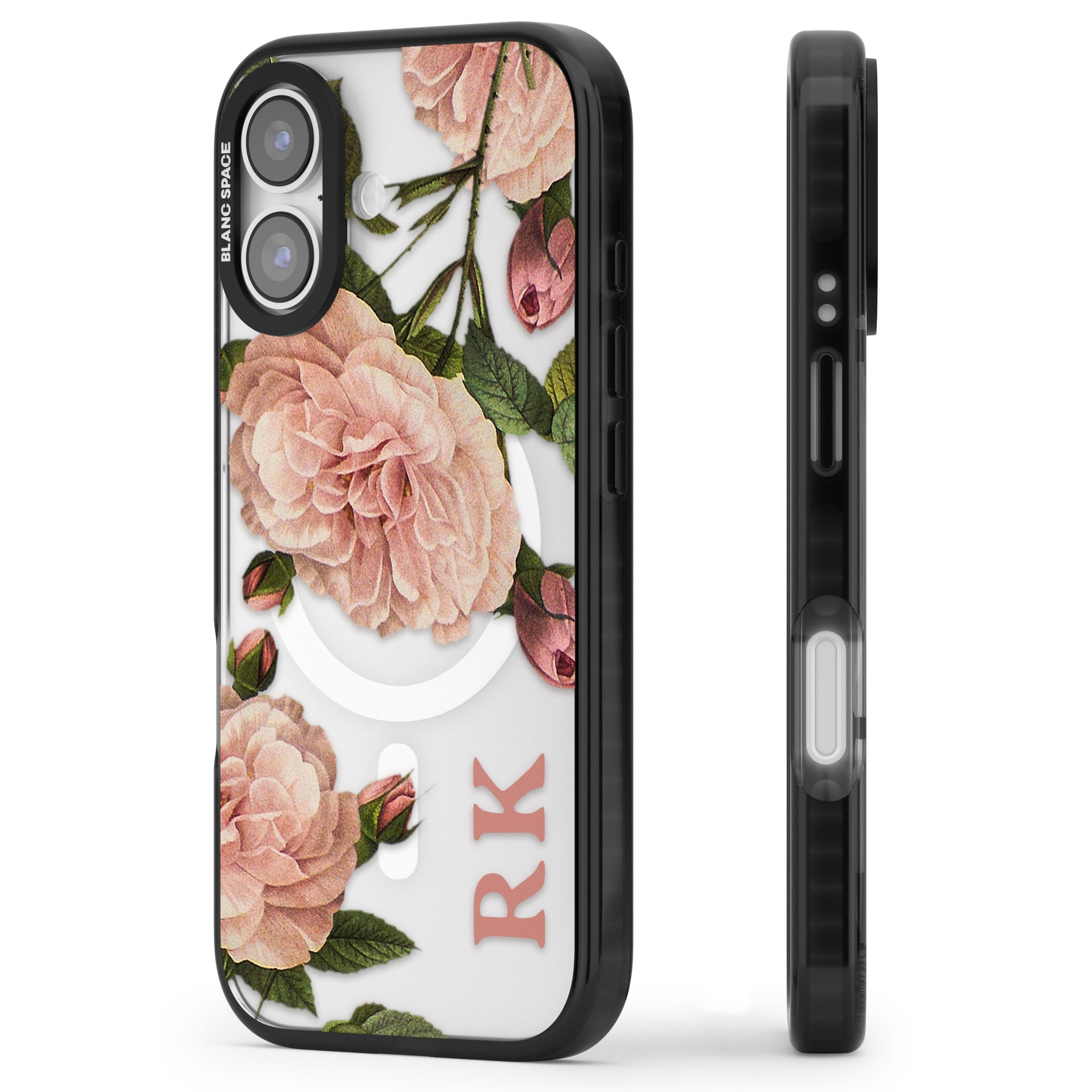 Personalised Vintage Floral iPhone 17 Impact Pro Black Phone Case Side Profile