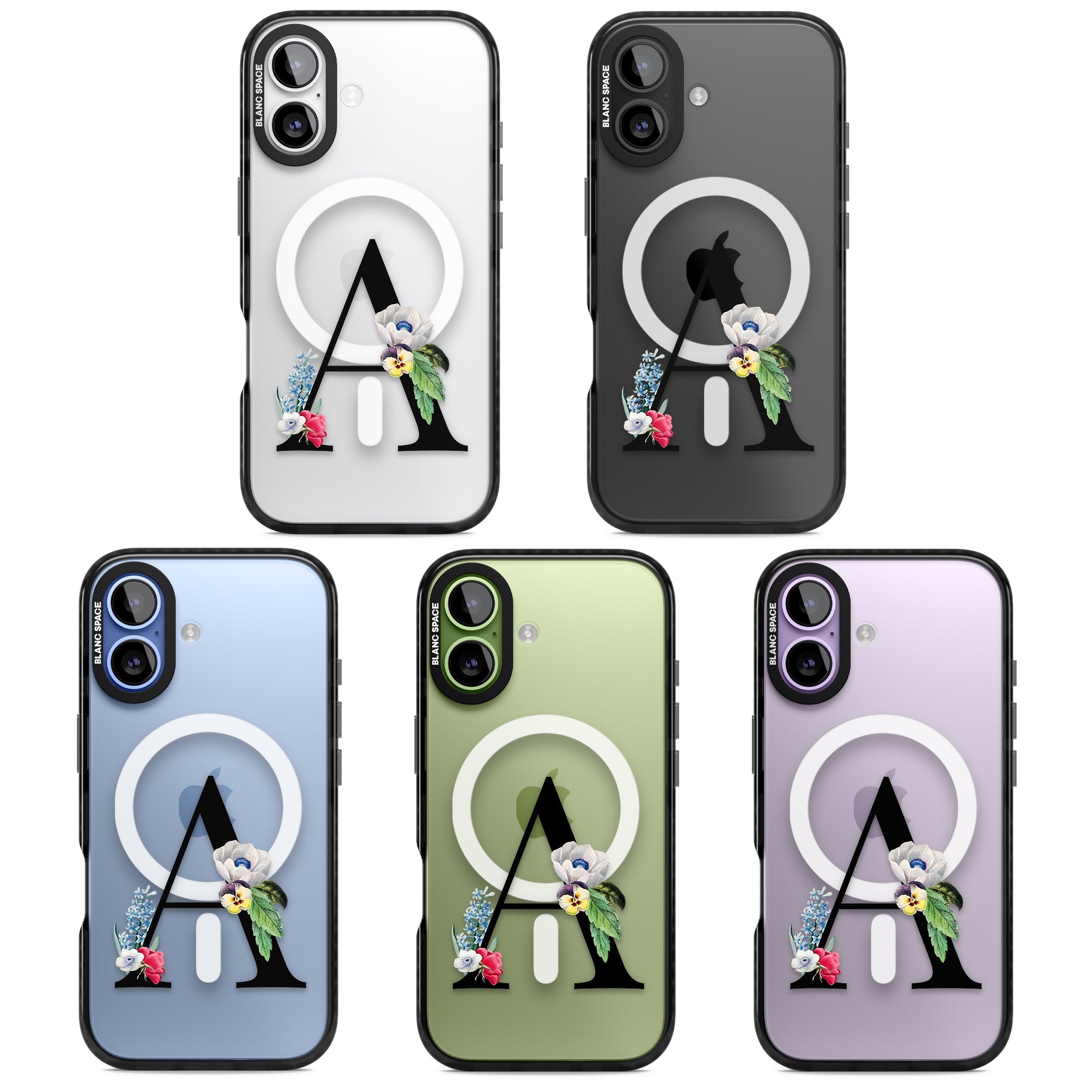 Personalised Floral Initial iPhone 17 Impact Pro Black Phone Case APT Impact Protection