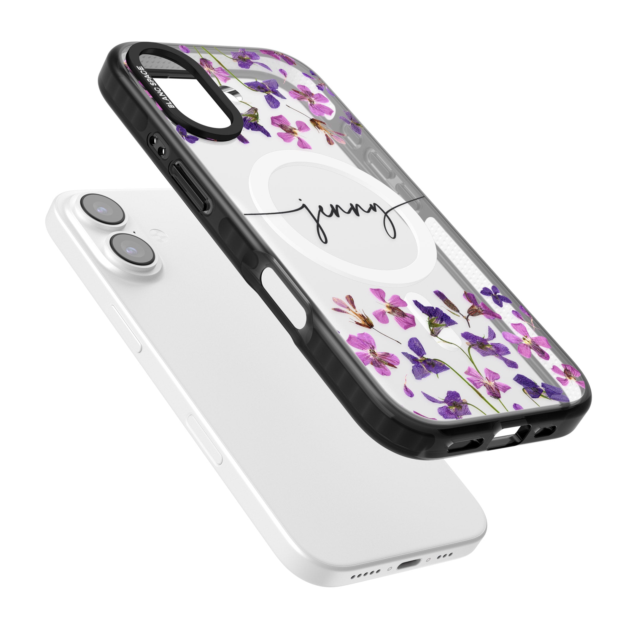 Personalised Purple Violets iPhone 17 Impact Pro Black Phone Case Colours