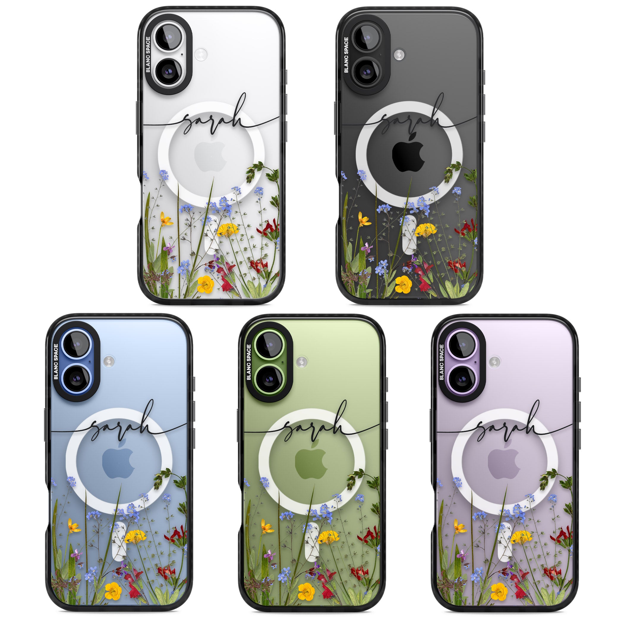 Personalised Wildflower Floral iPhone 17 Impact Pro Black Phone Case APT Impact Protection