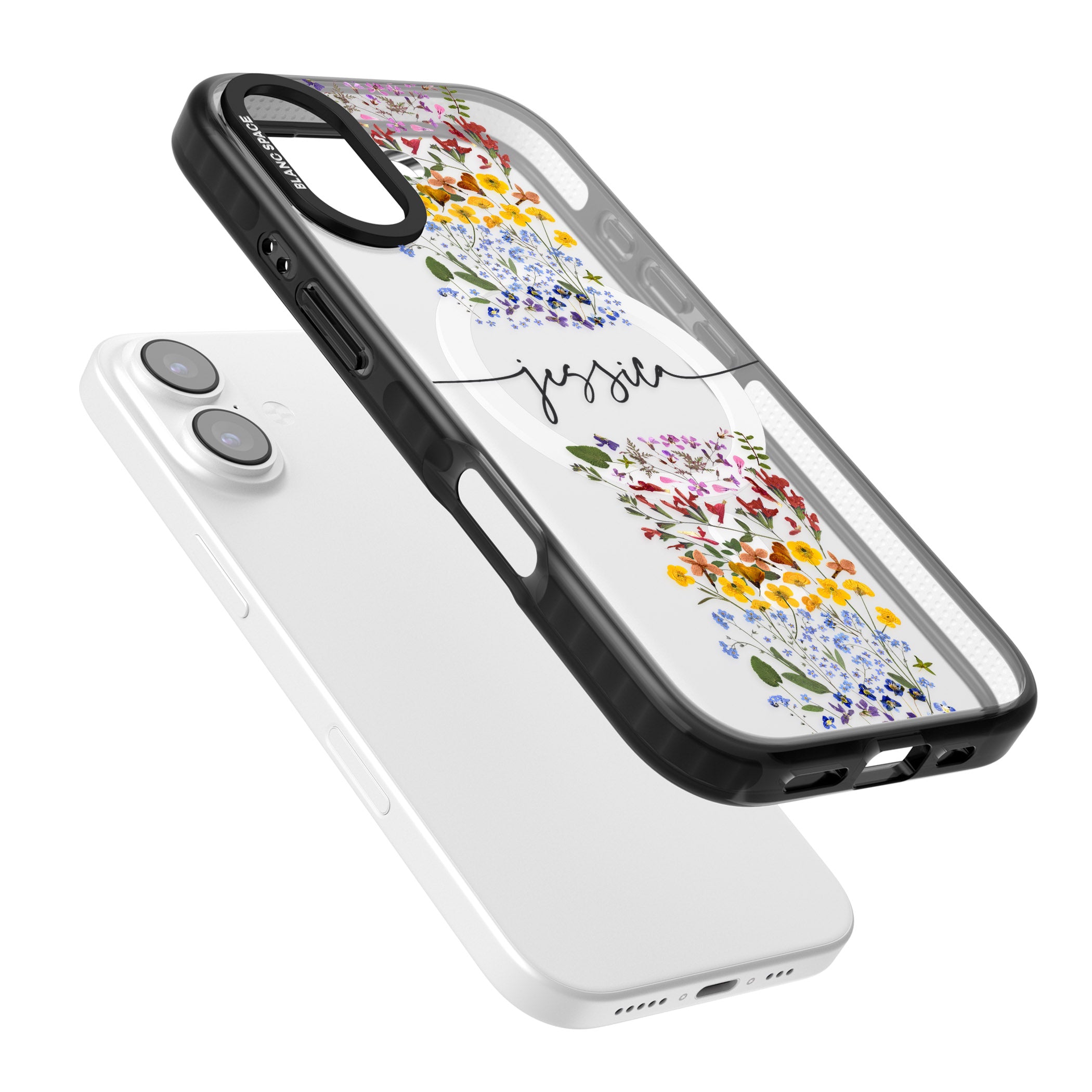 Personalised Wildflower Stripe iPhone 17 Impact Pro Black Phone Case Colours