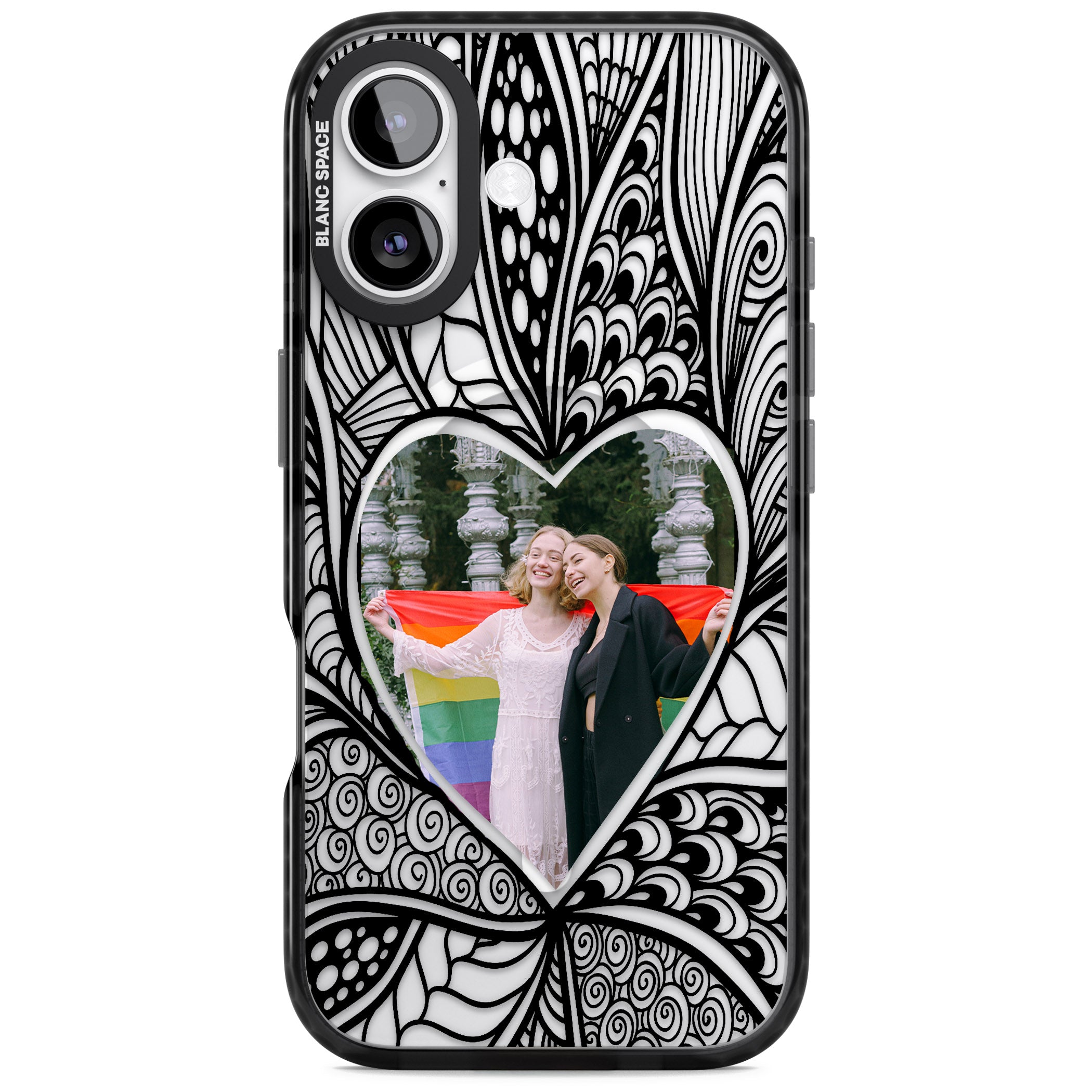 Personalised Henna Heart Photo Case iPhone 17 Impact Pro Black Phone Case