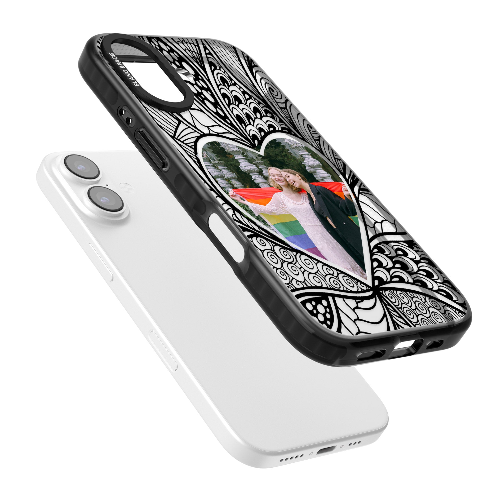 Personalised Henna Heart Photo Case iPhone 17 Impact Pro Black Phone Case Colours