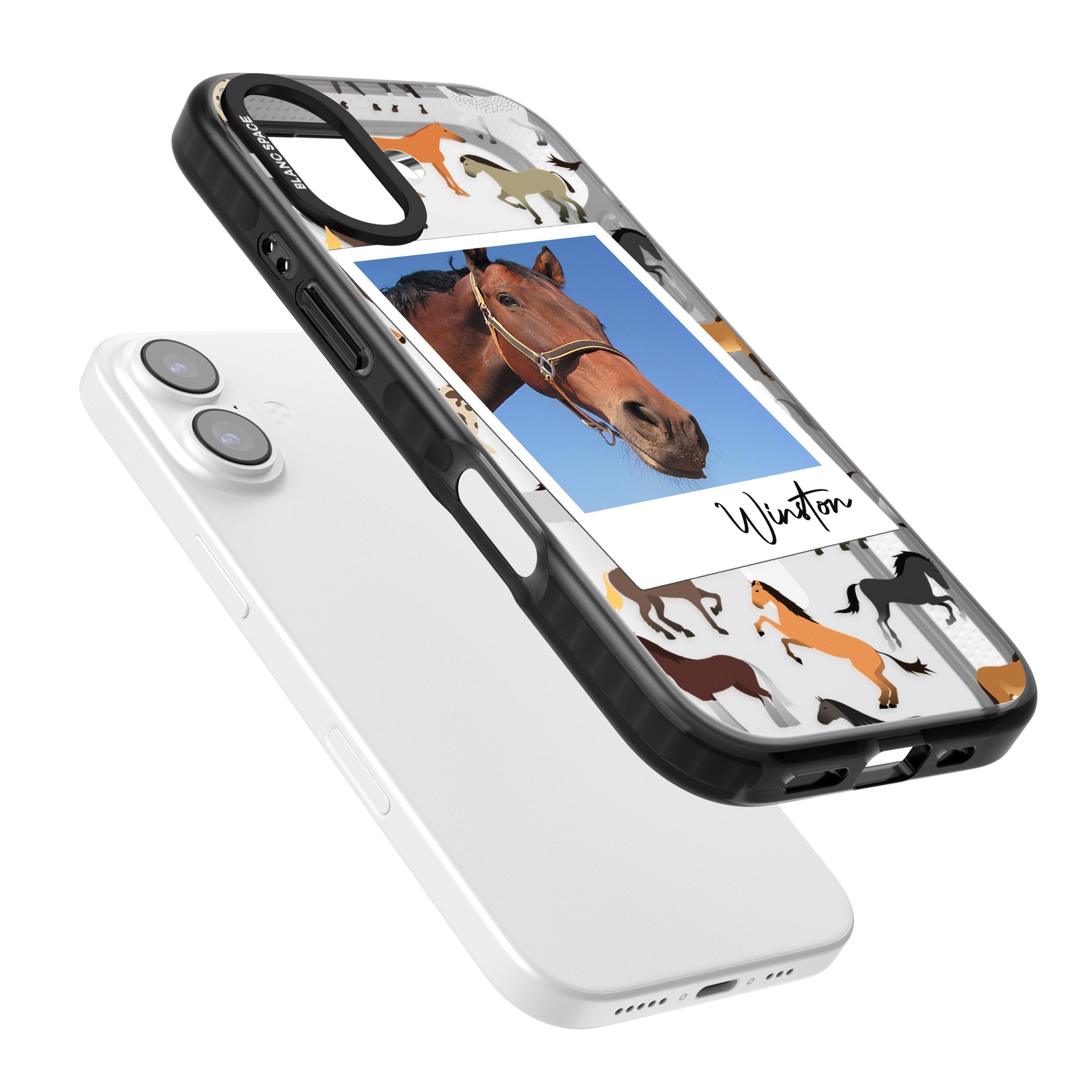 Personalised Horse Polaroid iPhone 17 Impact Pro Black Phone Case Colours