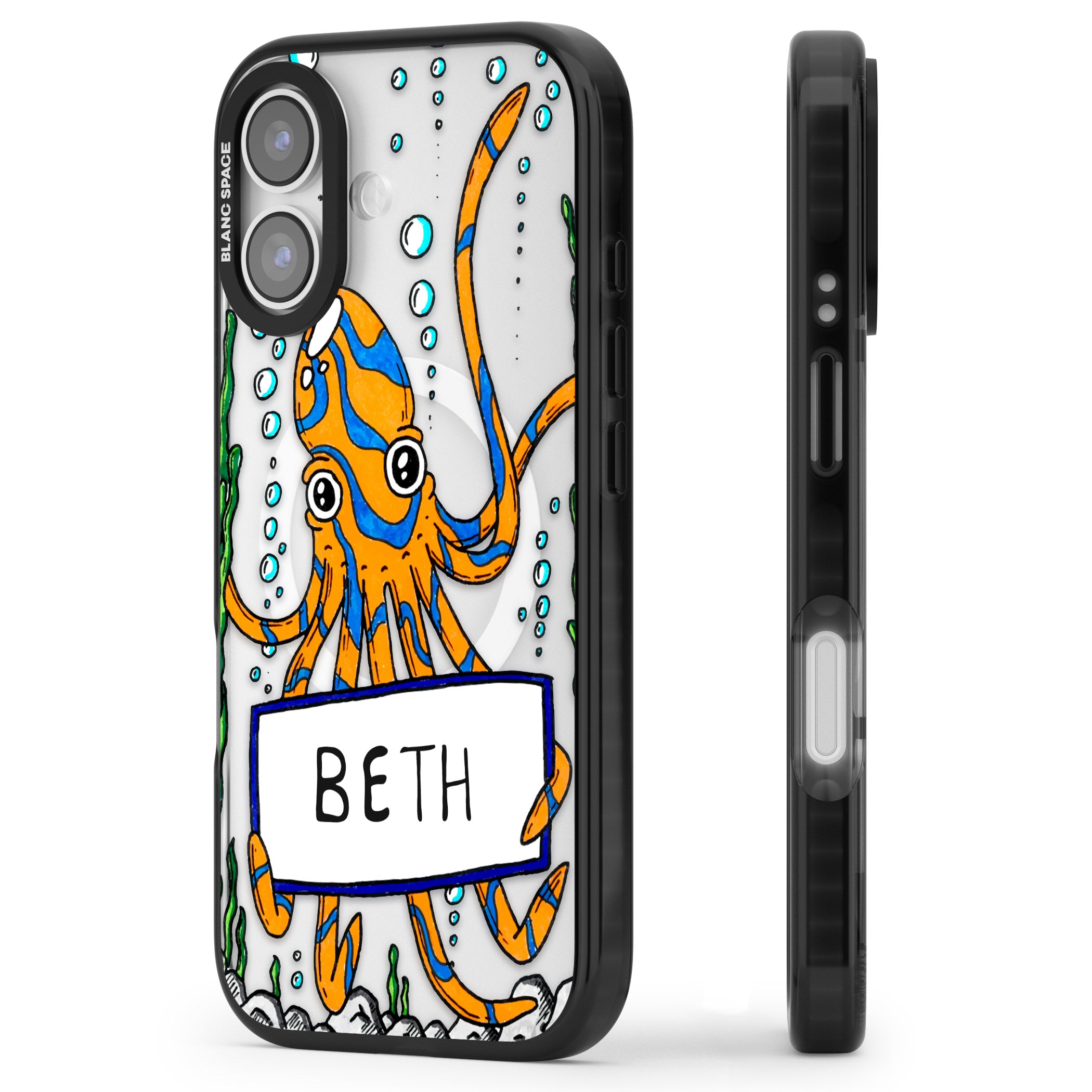 Personalised Octo iPhone 17 Impact Pro Black Phone Case Side Profile