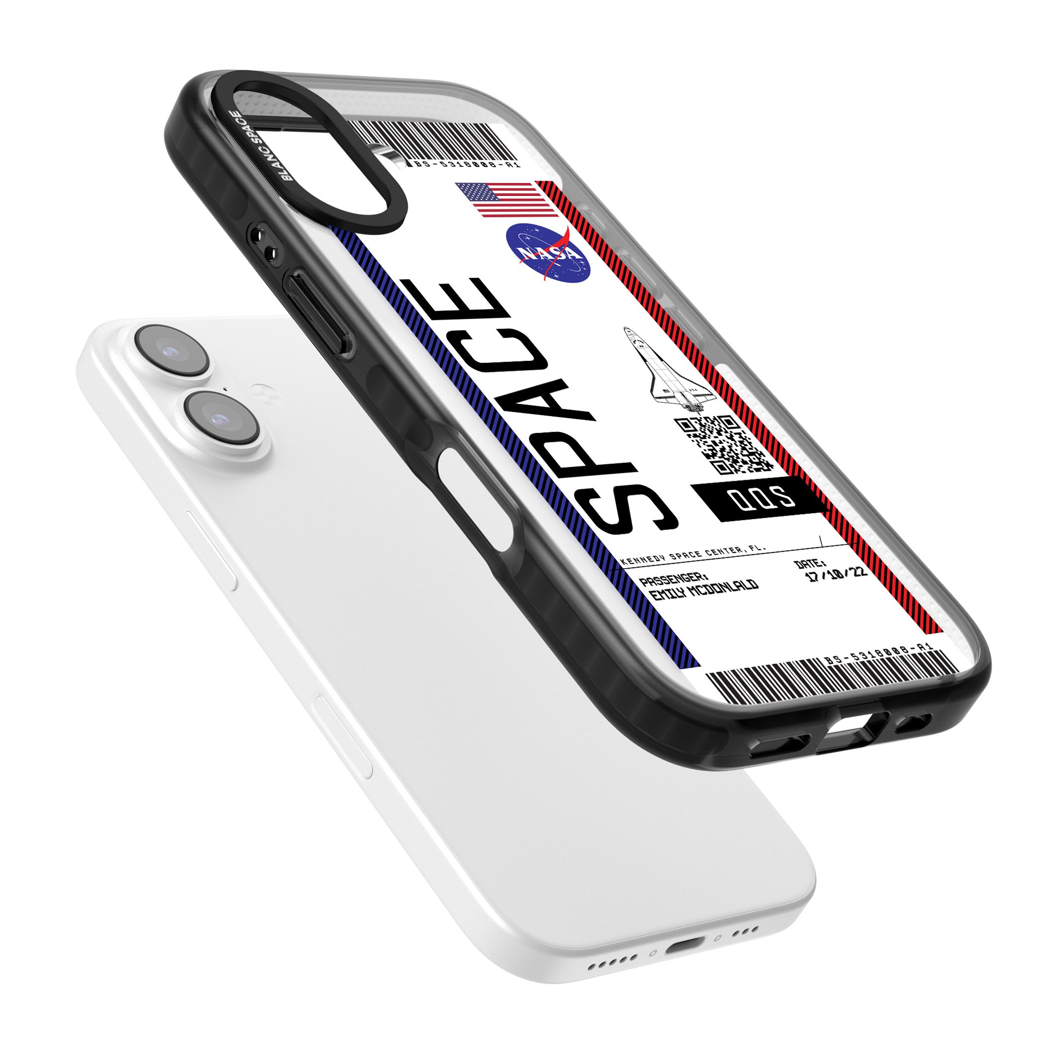 Personalised Nasa Boarding Pass (Light) iPhone 17 Impact Pro Black Phone Case Colours