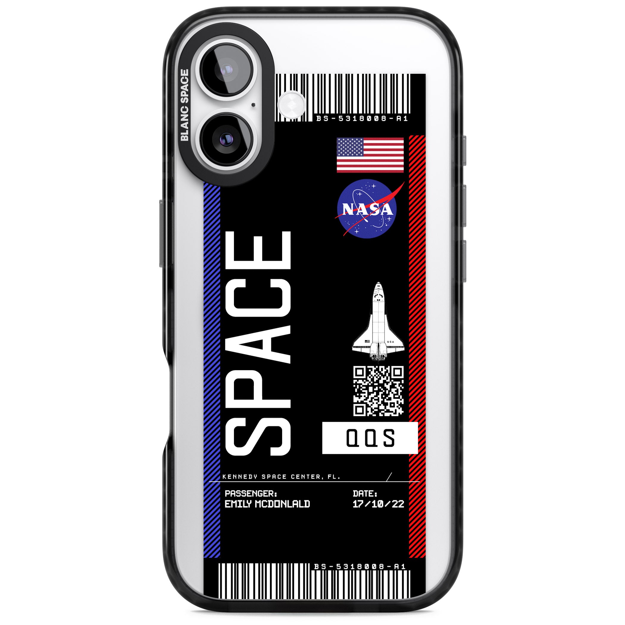Personalised Nasa Boarding Pass (Dark) iPhone 17 Impact Pro Black Phone Case