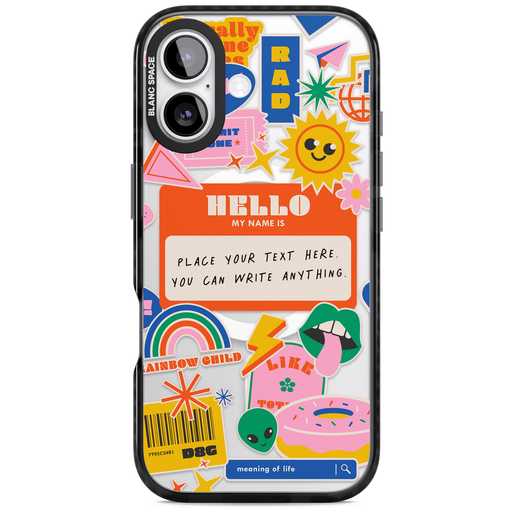 Personalised Retro Vibes Sticker iPhone 17 Impact Pro Black Phone Case