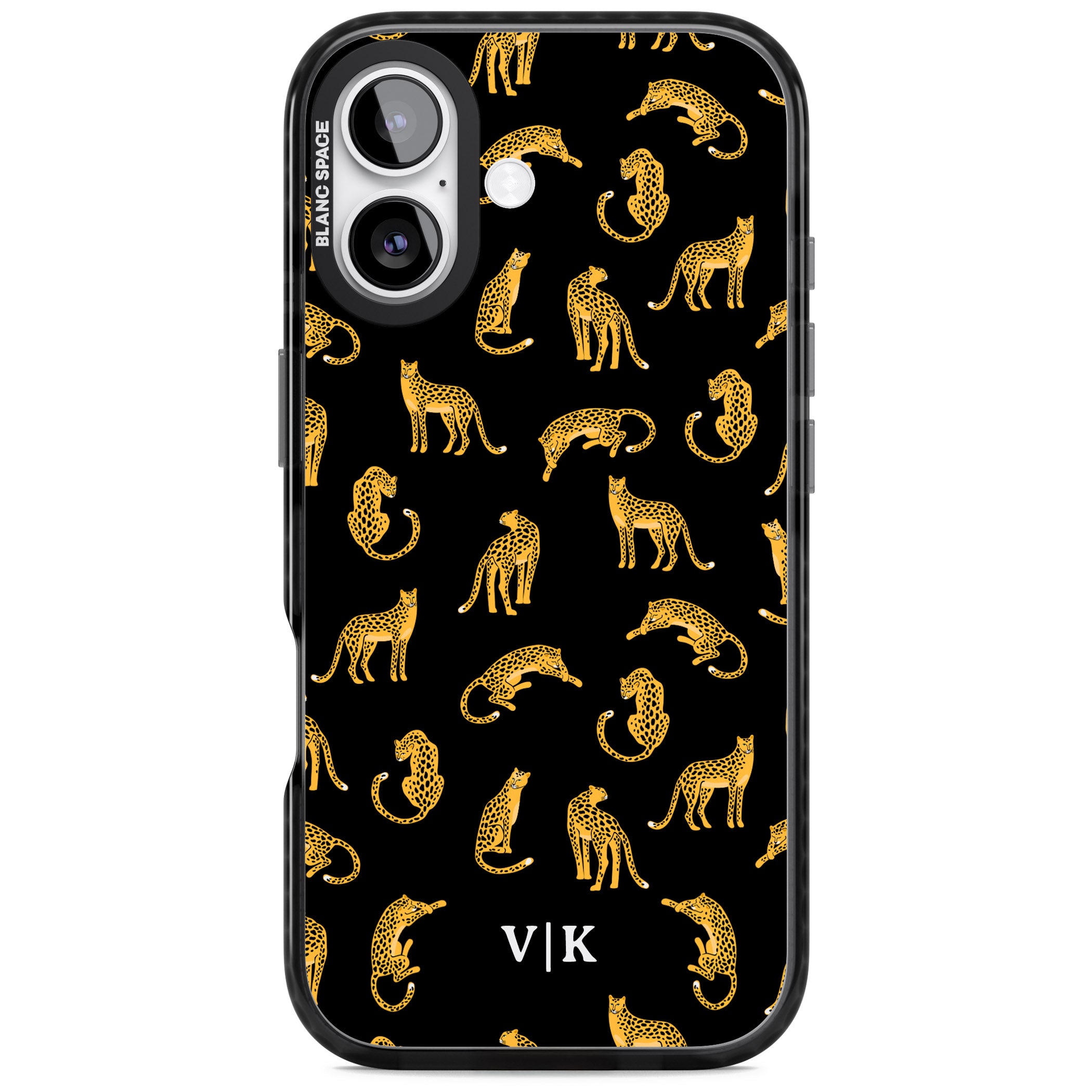 Personalised Gold Cheetah Pattern iPhone 17 Impact Pro Black Phone Case