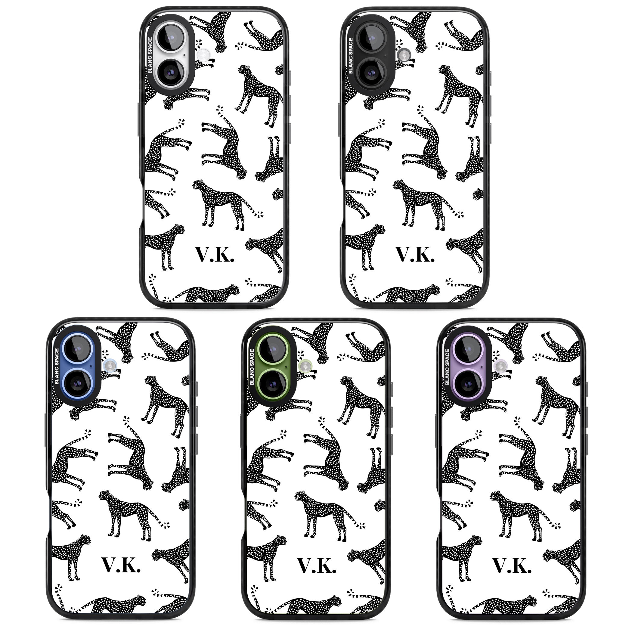 Personalised Black & White Cheetah Pattern iPhone 17 Impact Pro Black Phone Case APT Impact Protection