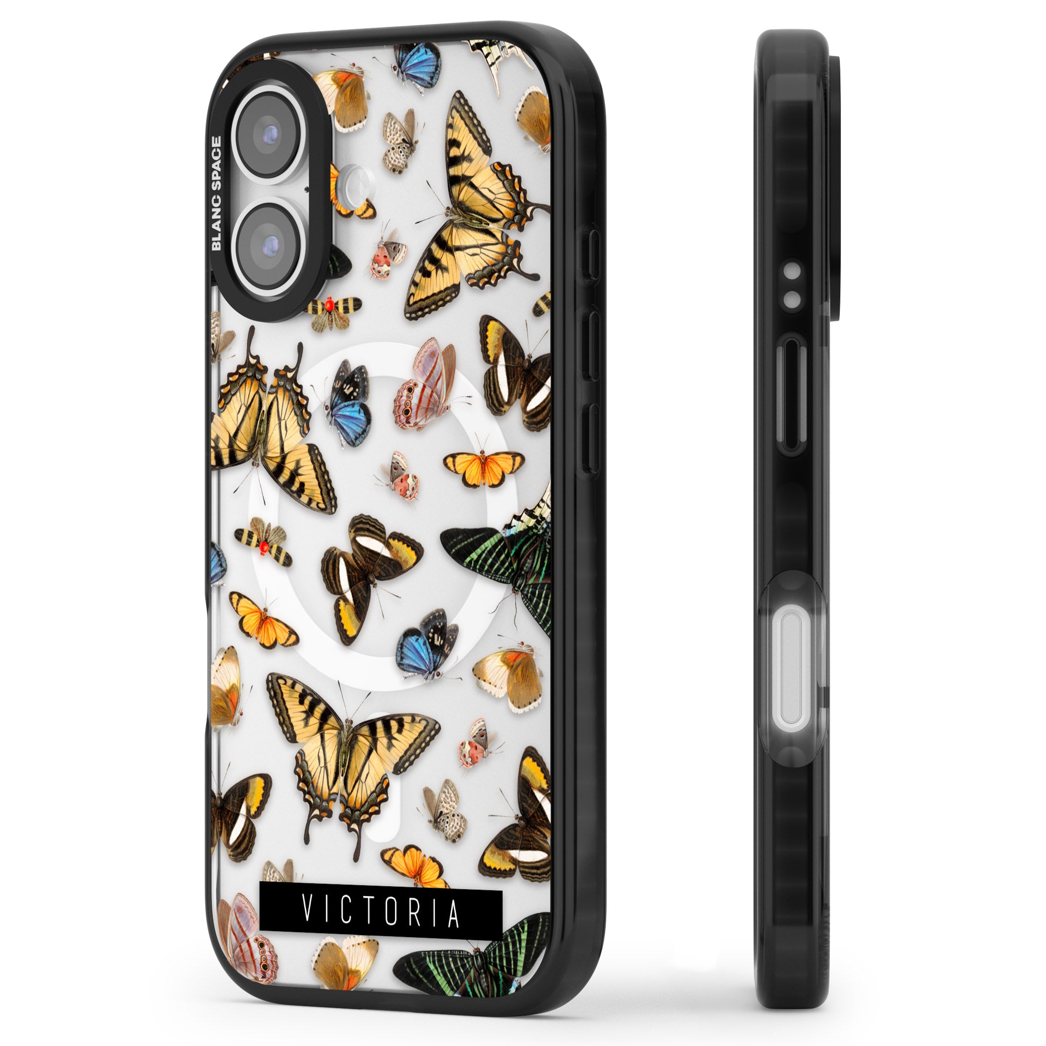 Personalised Butterfly Archive iPhone 17 Impact Pro Black Phone Case Side Profile