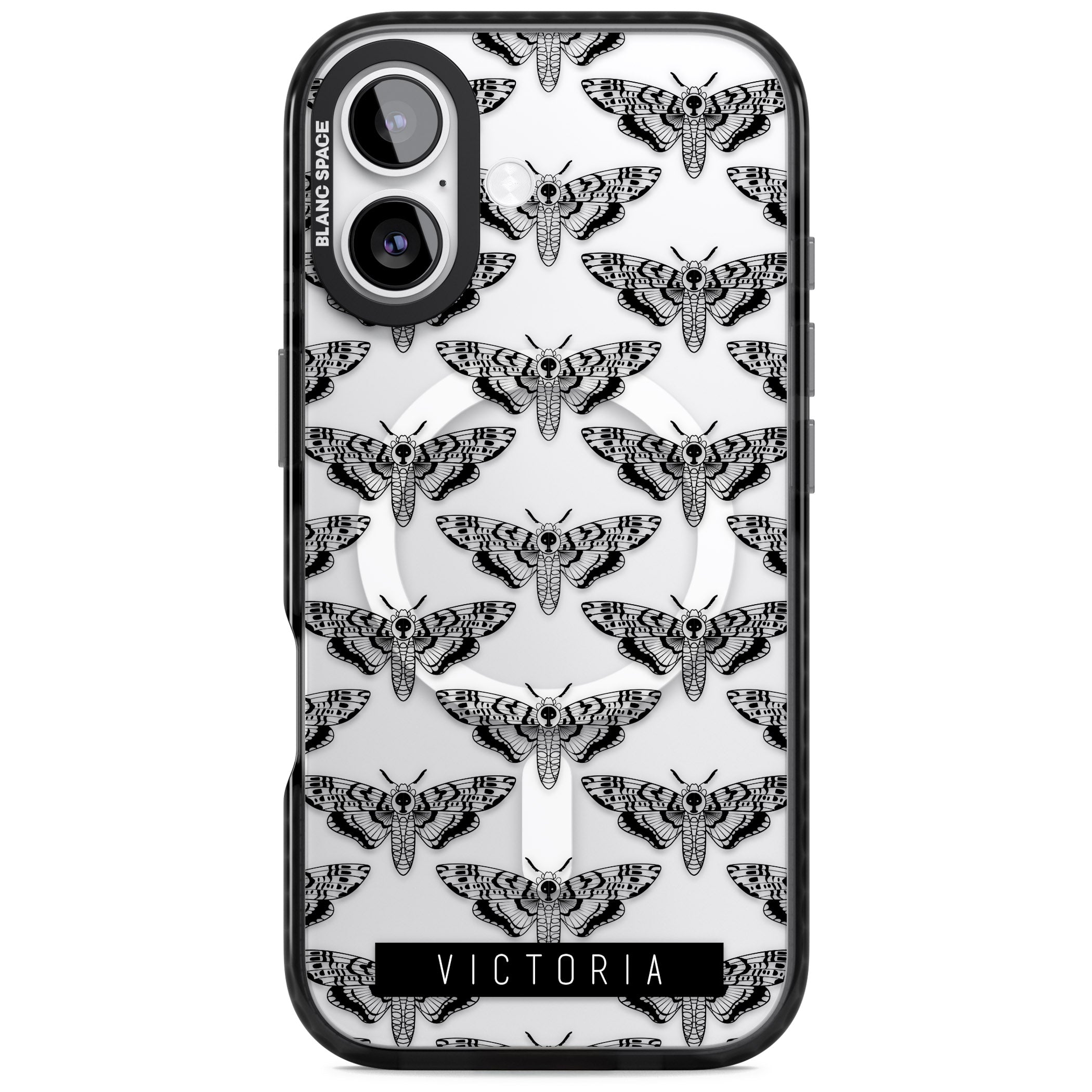Personalised Hawk Moth Pattern iPhone 17 Impact Pro Black Phone Case