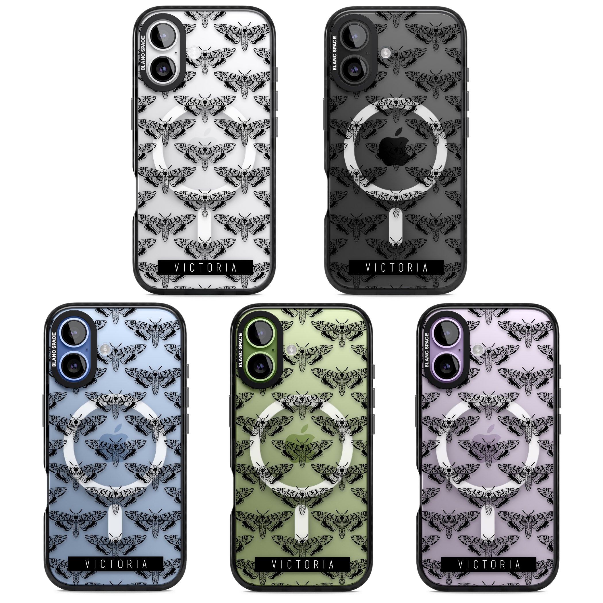 Personalised Hawk Moth Pattern iPhone 17 Impact Pro Black Phone Case APT Impact Protection