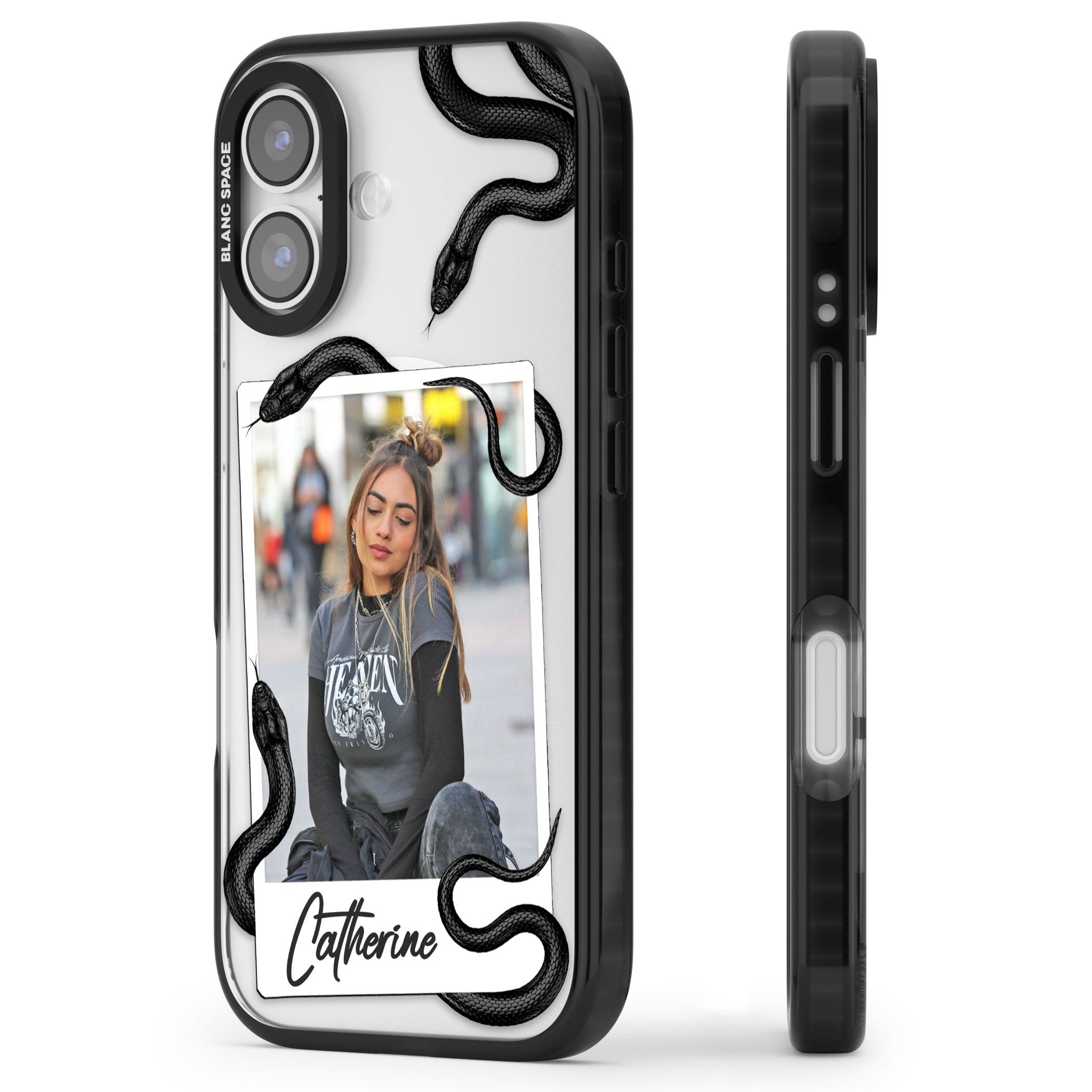Personalised Snake Instant Photo iPhone 17 Impact Pro Black Phone Case Side Profile